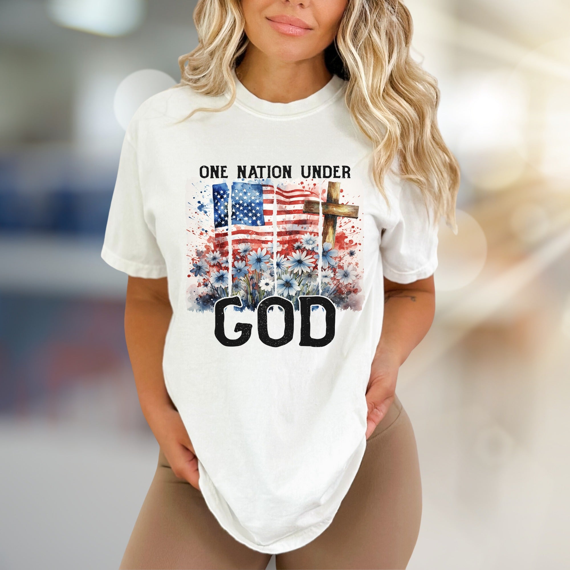 "ONE NATION UNDER GOD" American Flag Graphic Tee, a Patriotic Faith Pick for All