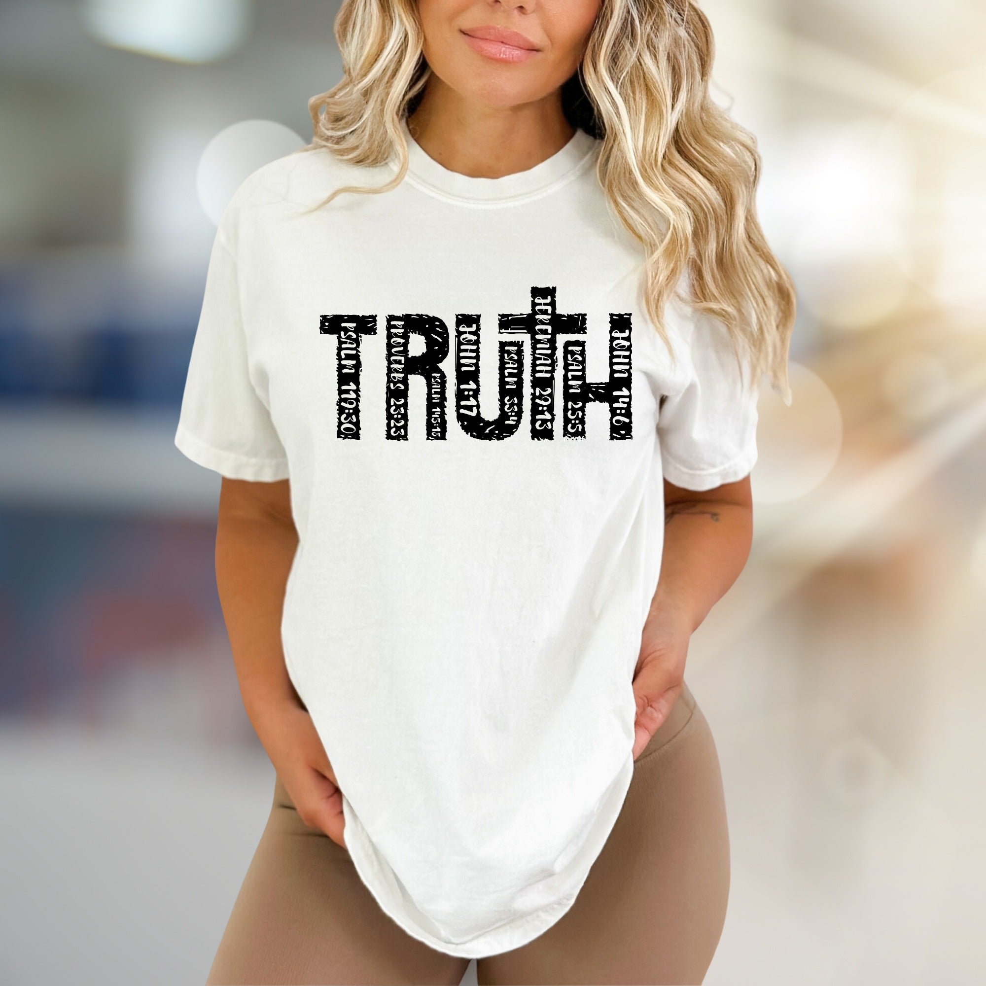 "TRUTH" Scripture Distressed Graphic Tee, a Faith-Inspired Pick for Believers