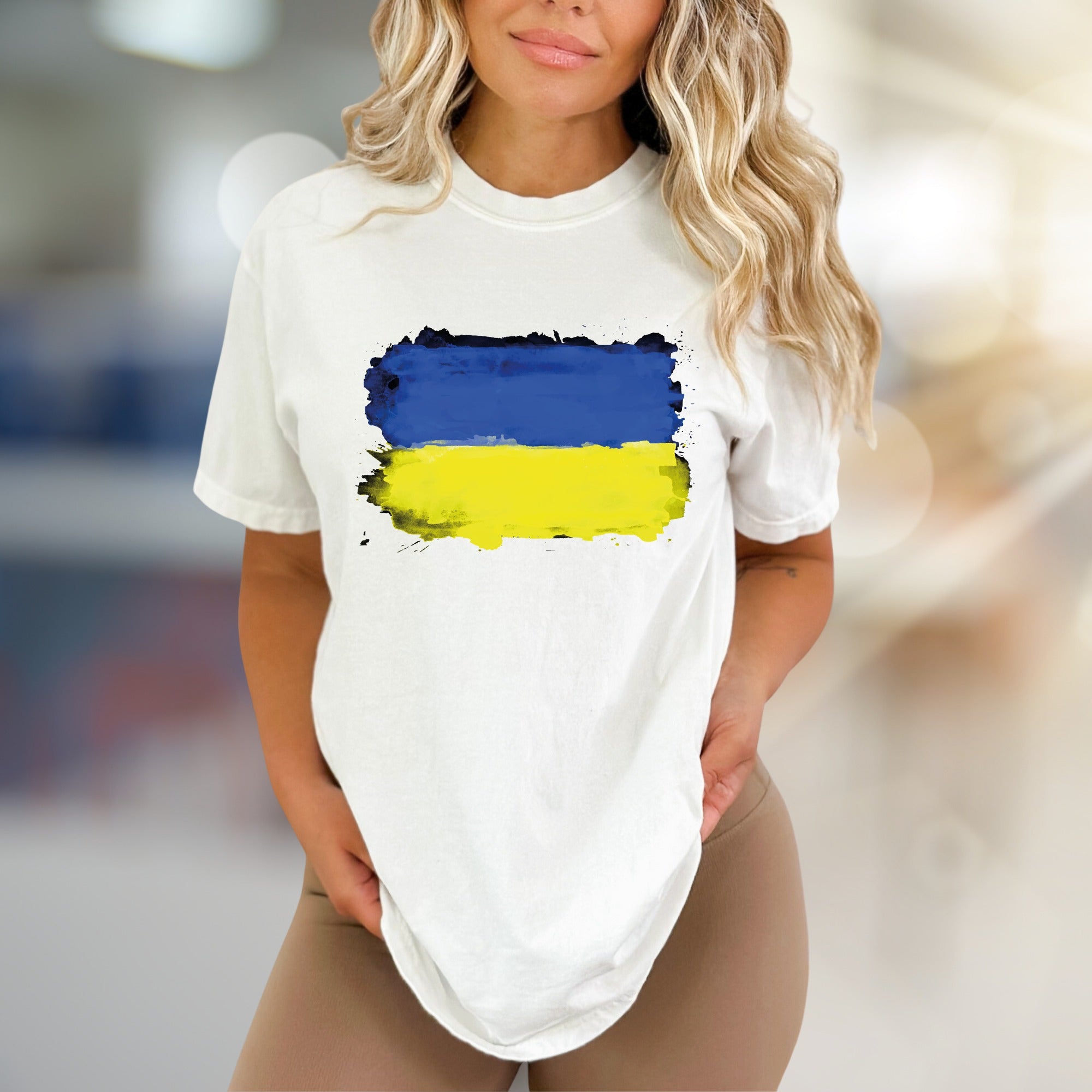 Abstract Ukraine Flag Graphic Tee, A Patriotic Statement for Supporters