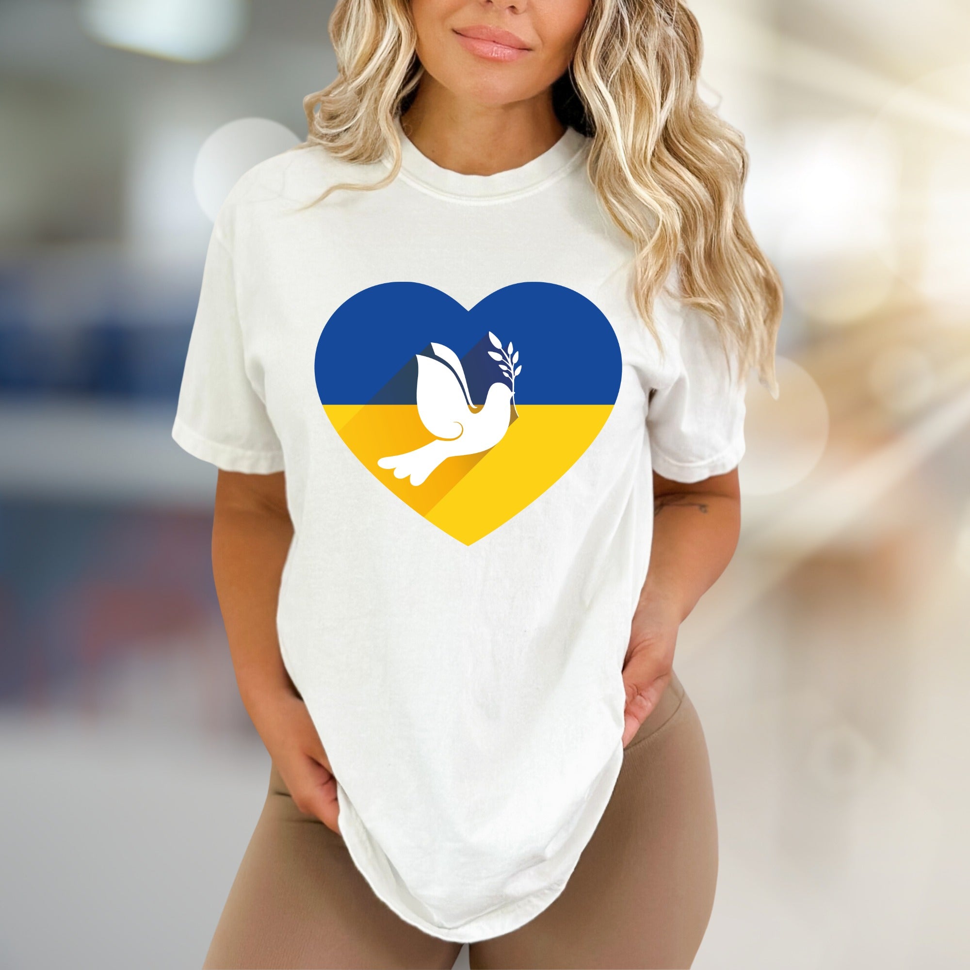 Heart Ukraine Flag Dove Tee, A Statement of Peace for Advocates