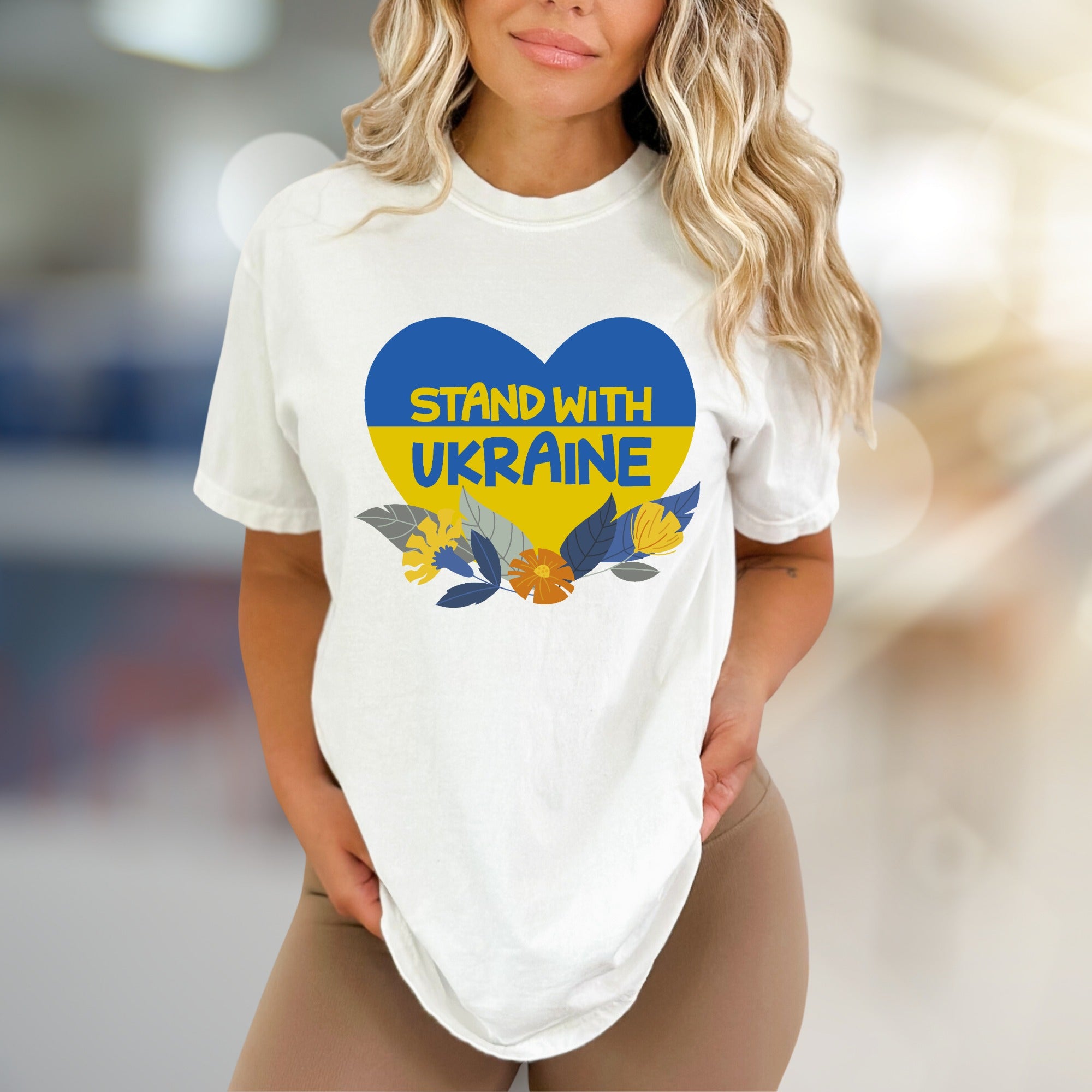 "Stand With Ukraine" Patriot Heart Tee, a Supportive Graphic Pick for Advocates