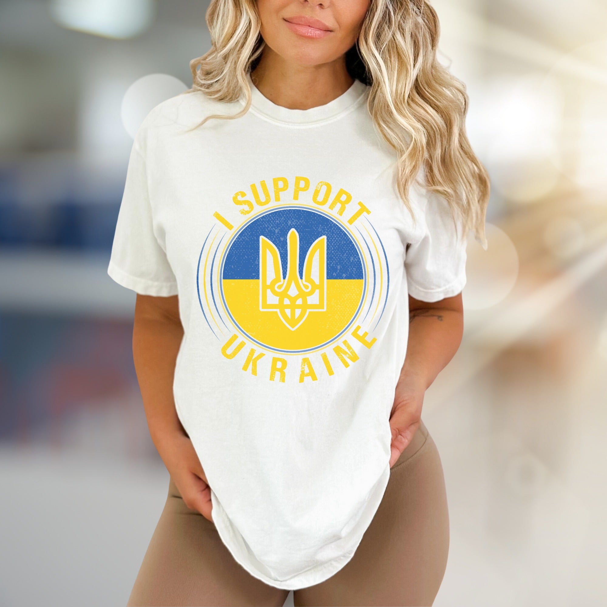 "I Support Ukraine" Emblem Graphic Tee, A Patriotic Statement for Advocates