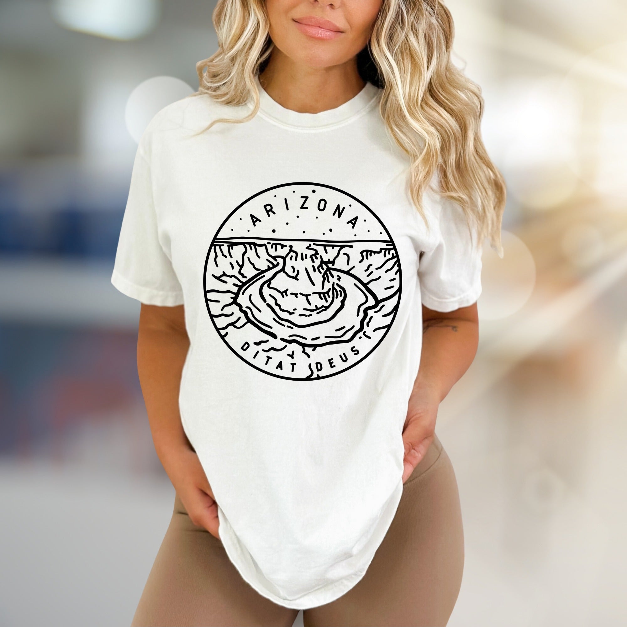 "ARIZONA DITAT DEUS" Grand Canyon Graphic Tee, a Southwestern Style Pick for Adventurers