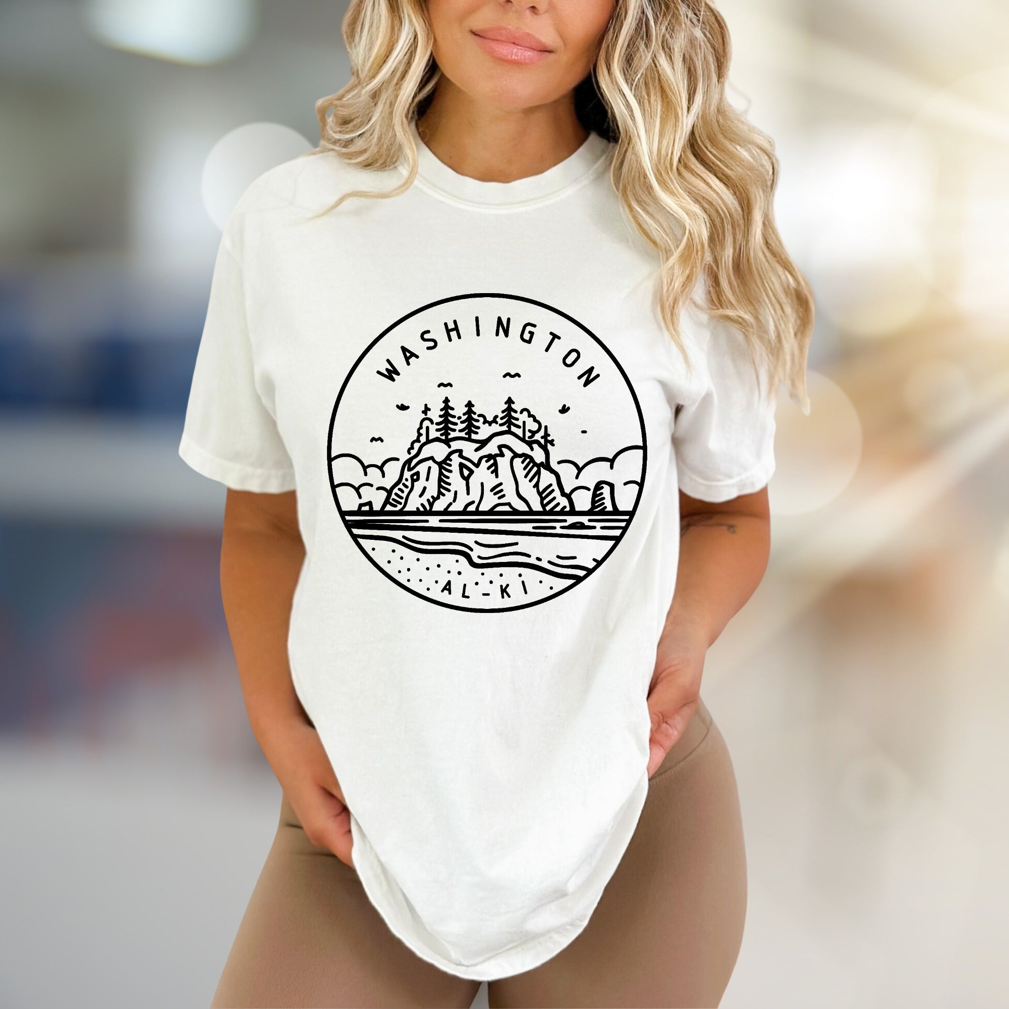 Washington Alki Beach Graphic Tee, a PNW Coastal Vibe for Explorers