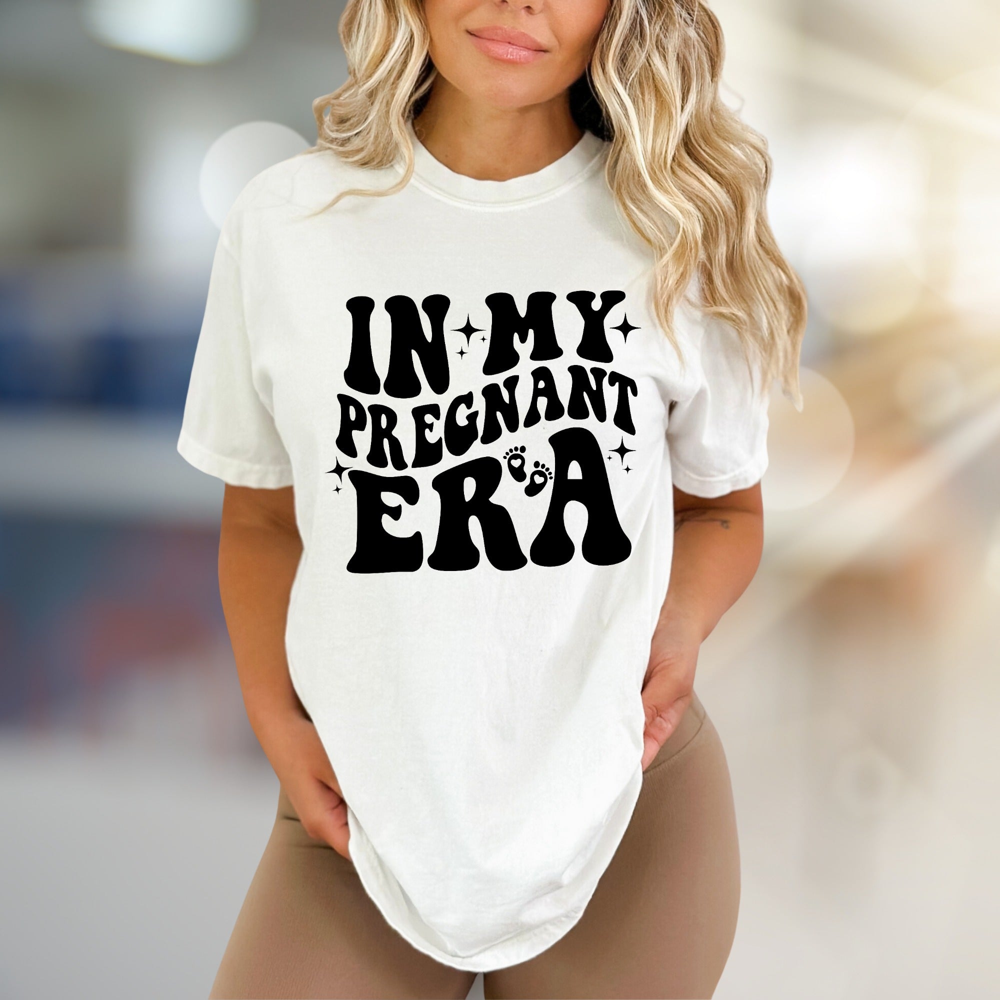 "IN MY PREGNANT ERA" Groovy Graphic Tee, a Mamma-to-Be Pick for Expecting Moms