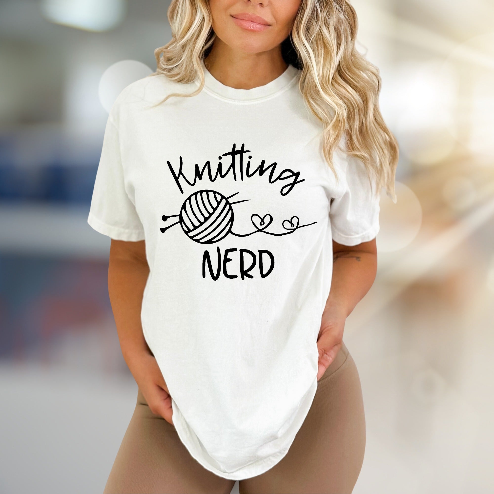 "Knitting NERD" Crafty Enthusiast Graphic Tee, a Hobbyist Pick for Makers