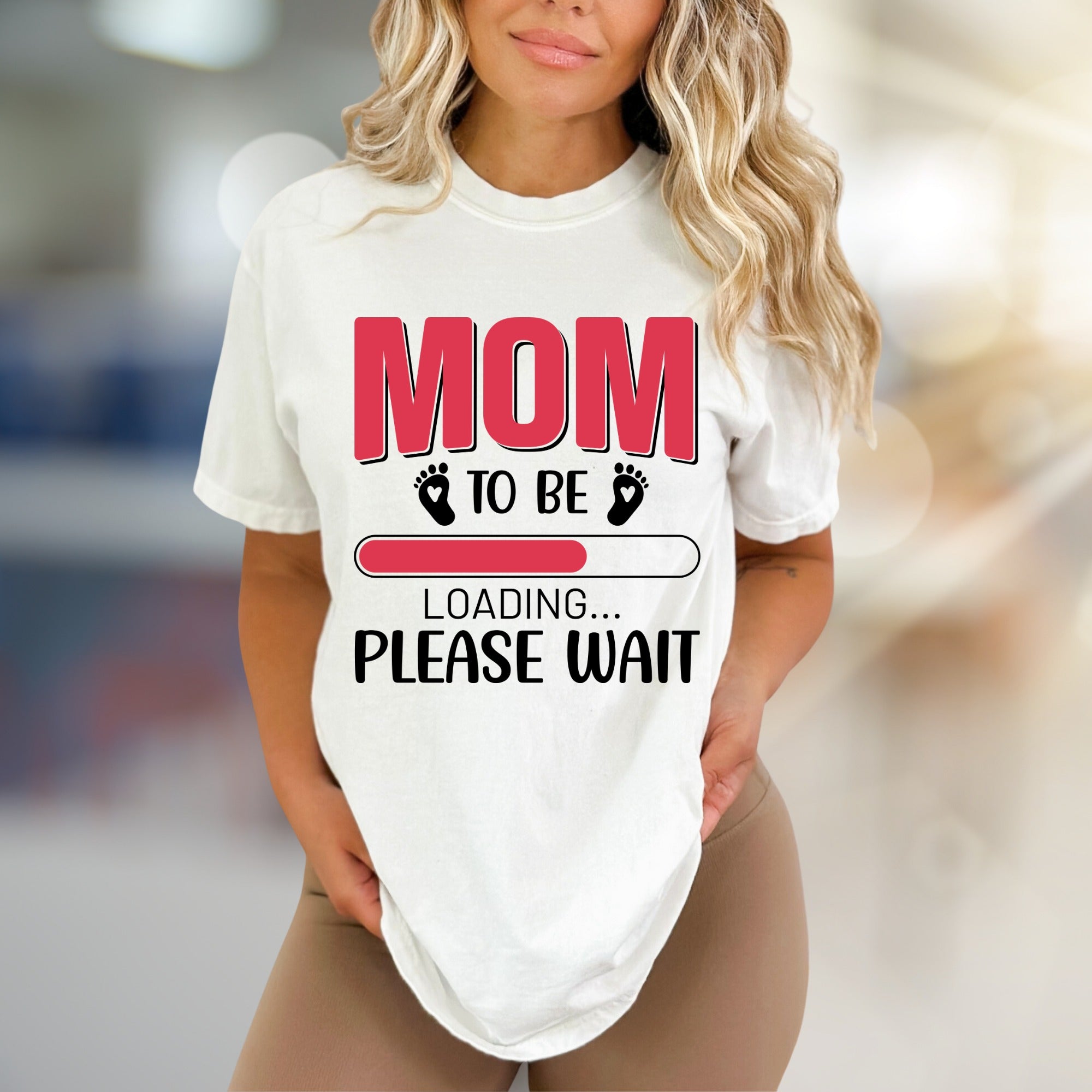 "Mom to Be Loading... Please Wait" Pregnancy Reveal Graphic Tee, a Future Mom Pick for Baby Showers