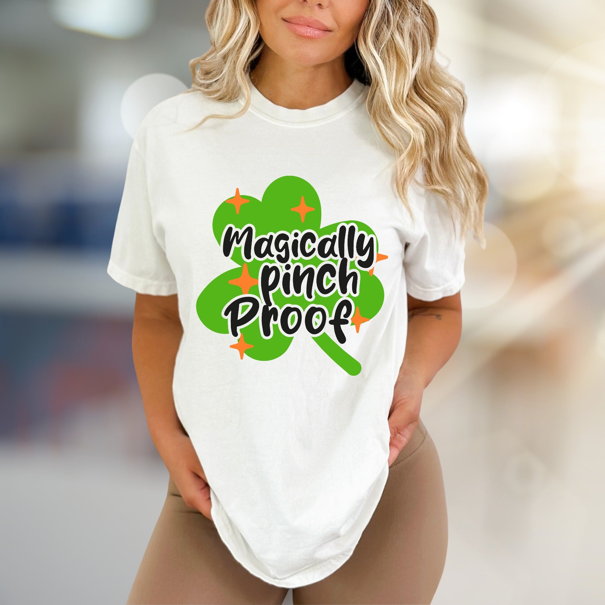 "Magically Pinch Proof" Shamrock Graphic Tee, a St. Paddy's Celebration Pick for Anyone