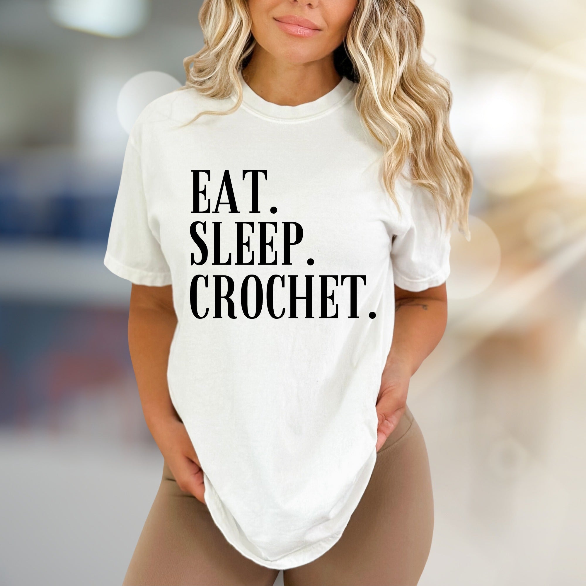 "Eat. Sleep. Crochet." Crafty Passion Graphic Tee, a Hobbyist Unisex Tee for Creators