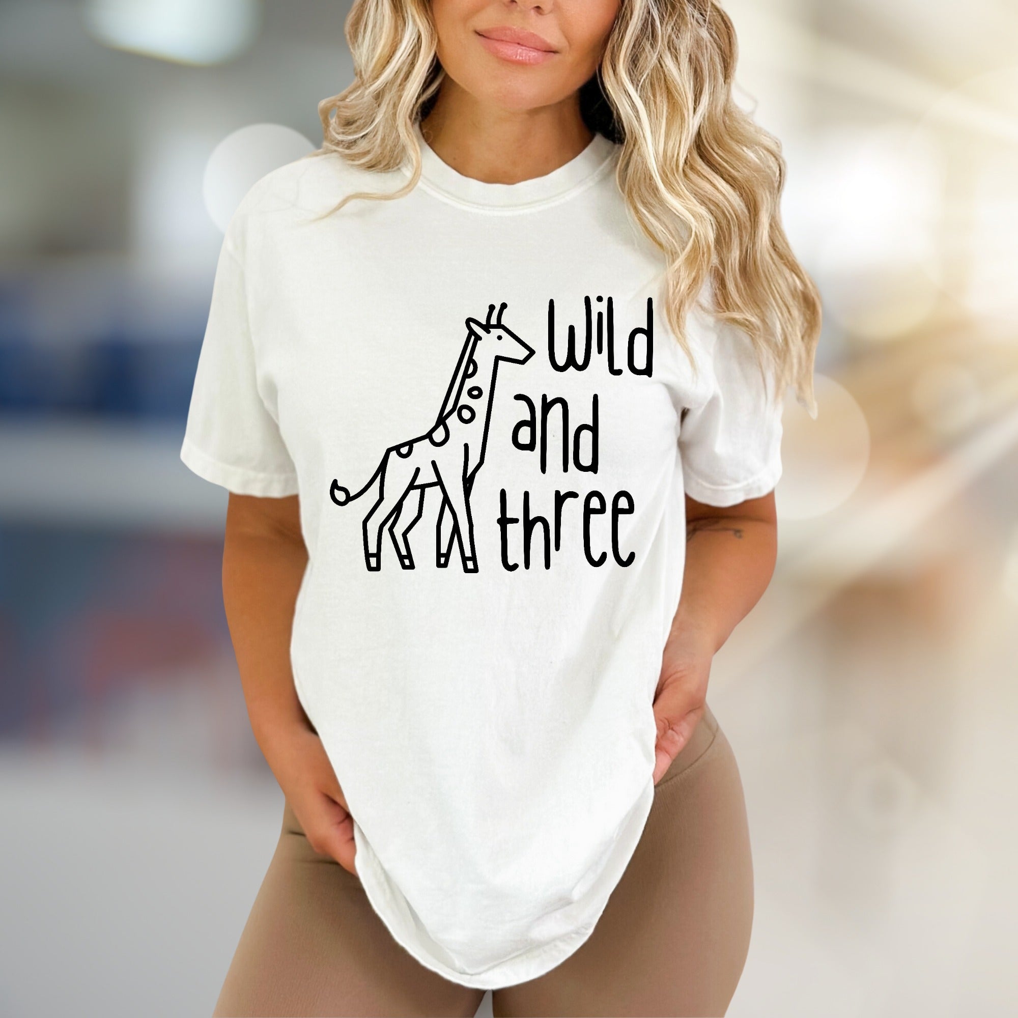 "Wild and Three" Giraffe Graphic Tee, a Birthday Adventure Pick for Fun-Loving Adults