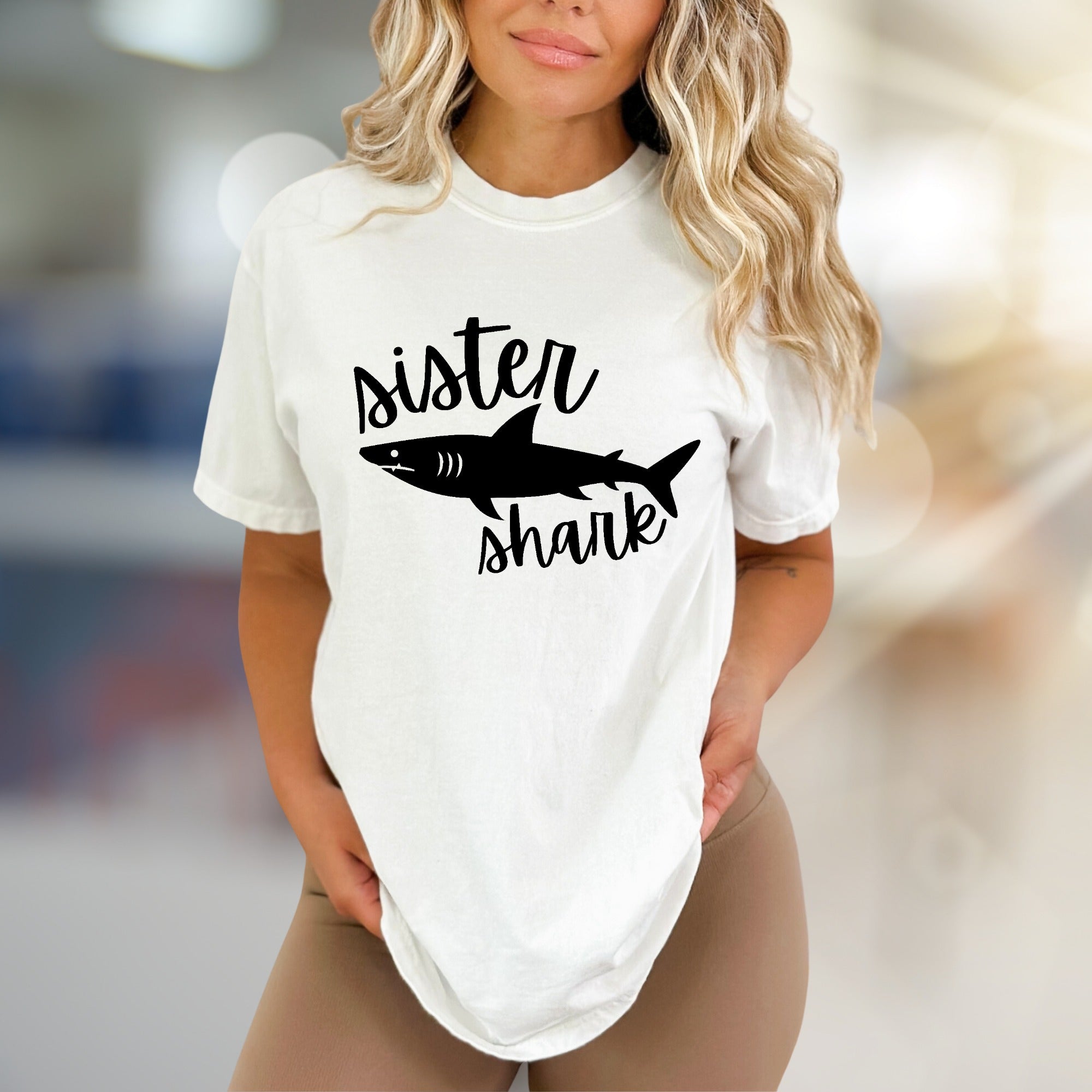 "Sister Shark" Family Fun Graphic Tee, a Playful Pick for Siblings