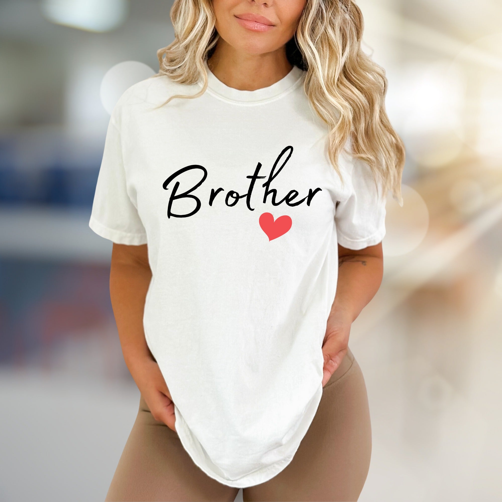 "Brother" Heart Graphic Tee, A Family Bond Pick for Siblings