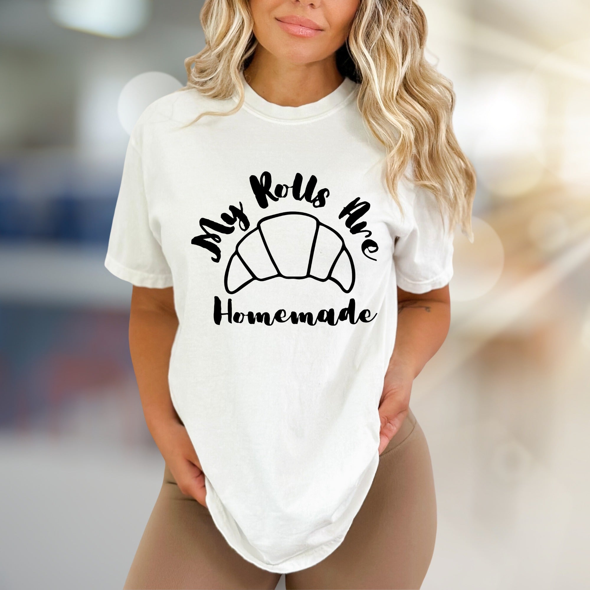 "My Rolls Are Homemade" Croissant Graphic Tee, a Bakery Lover's Casual Pick