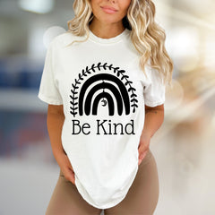 "Be Kind" Boho Rainbow Graphic Tee, a Compassionate Pick for Everyday Wear