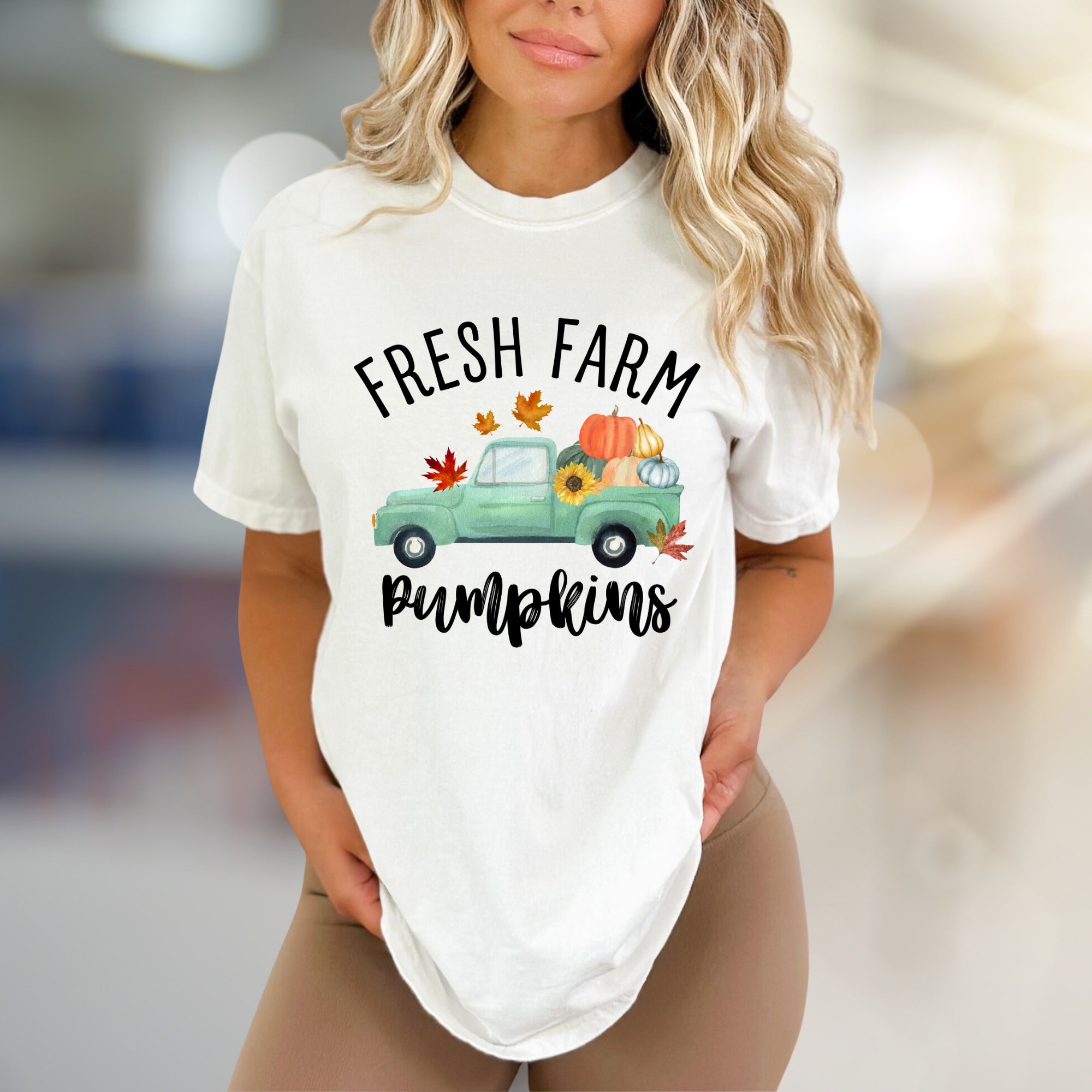 "Fresh Farm Pumpkins" Autumn Graphic Tee, a Rustic Pick for Fall Lovers