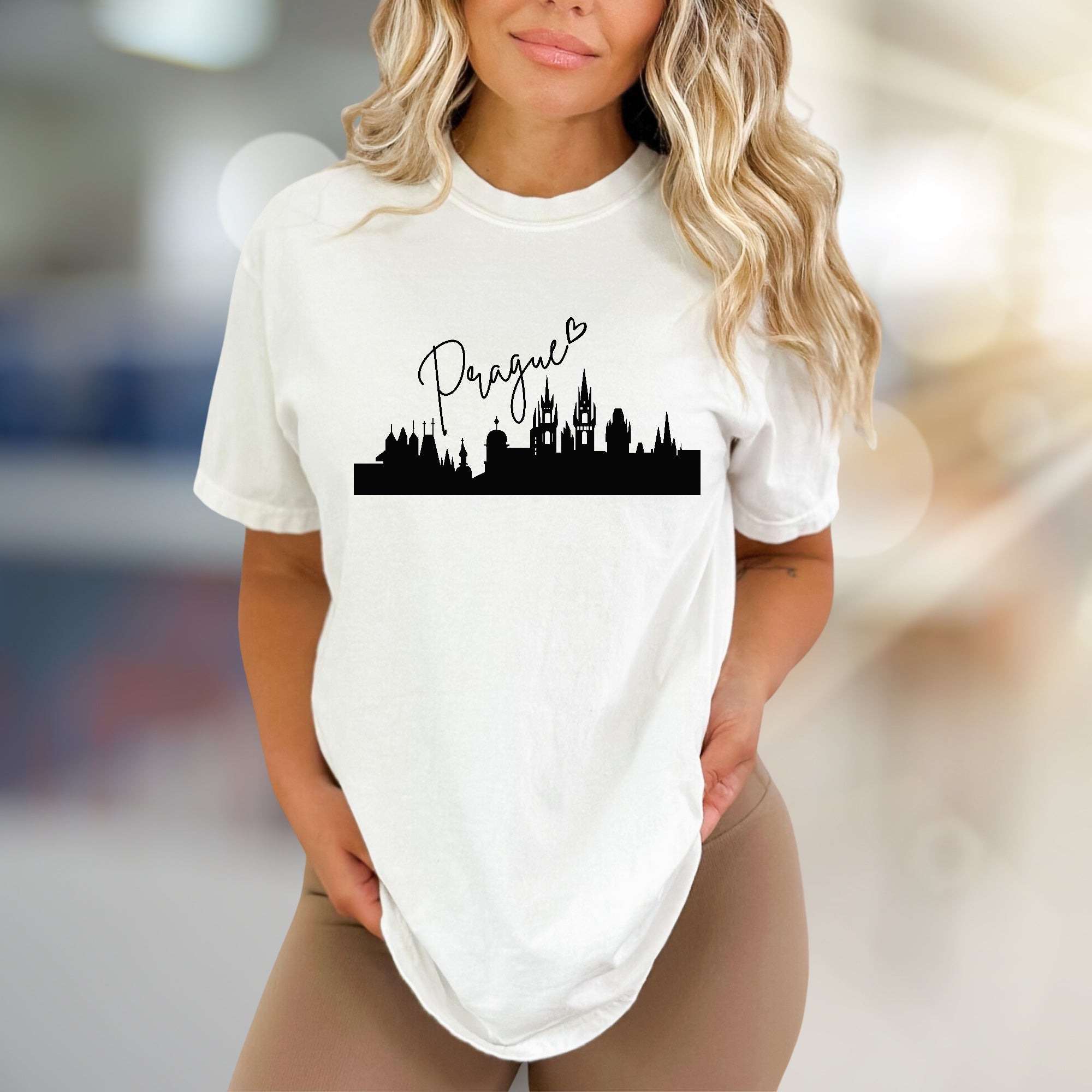 "Prague" Cityscape Graphic Tee, a Travel Souvenir Pick for Adventurers