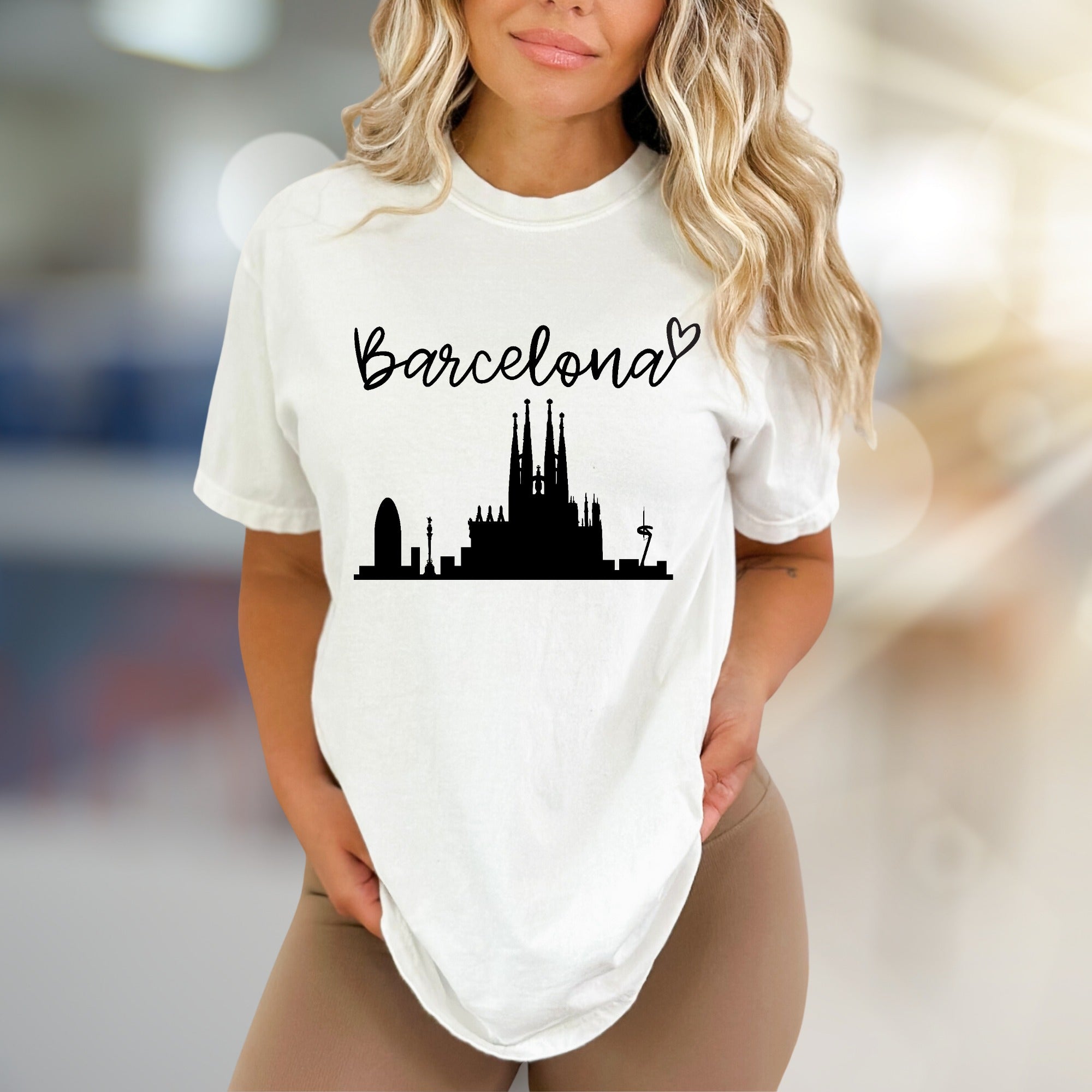 “Barcelona” Cityscape Graphic Tee, A Travel Enthusiast's Urban Pick