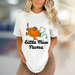 "little Miss Nurse" Adorable Healthcare Graphic Tee, A Playful Gift for RNs