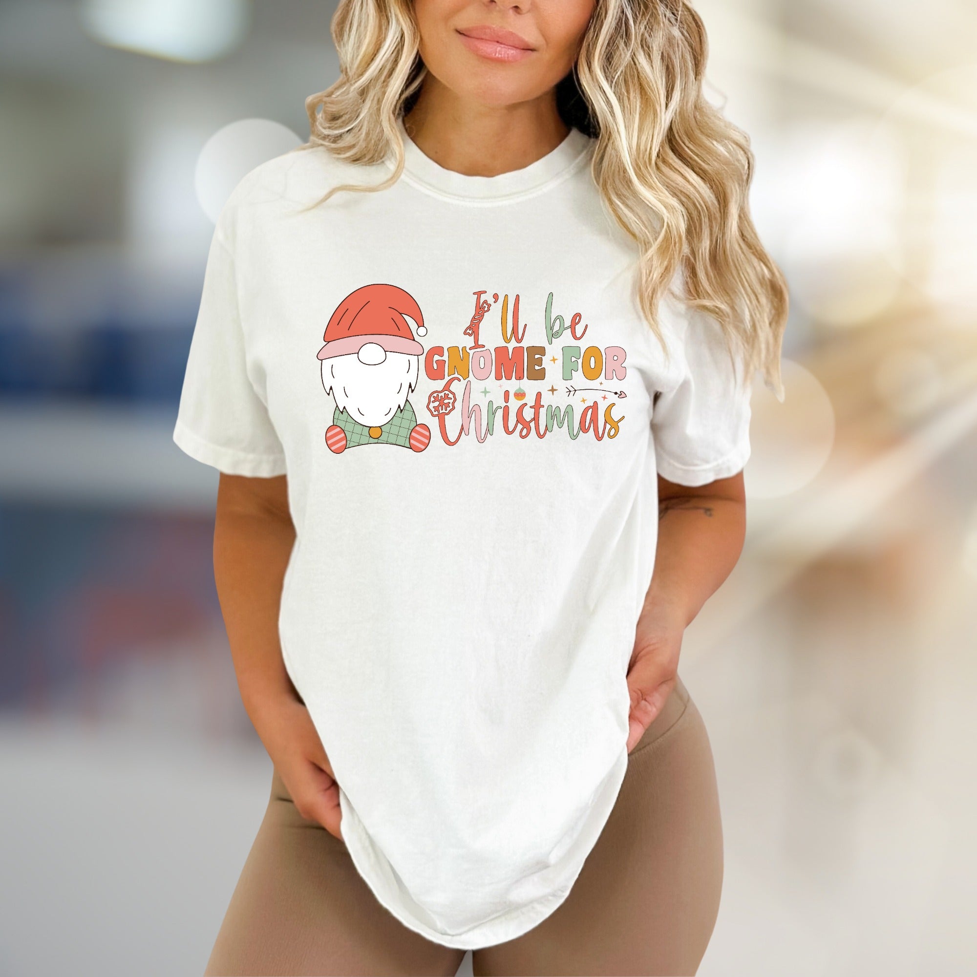 "I'll be Gnome For Christmas" Festive Gnome Graphic Tee, a Holiday Pick for Everyone