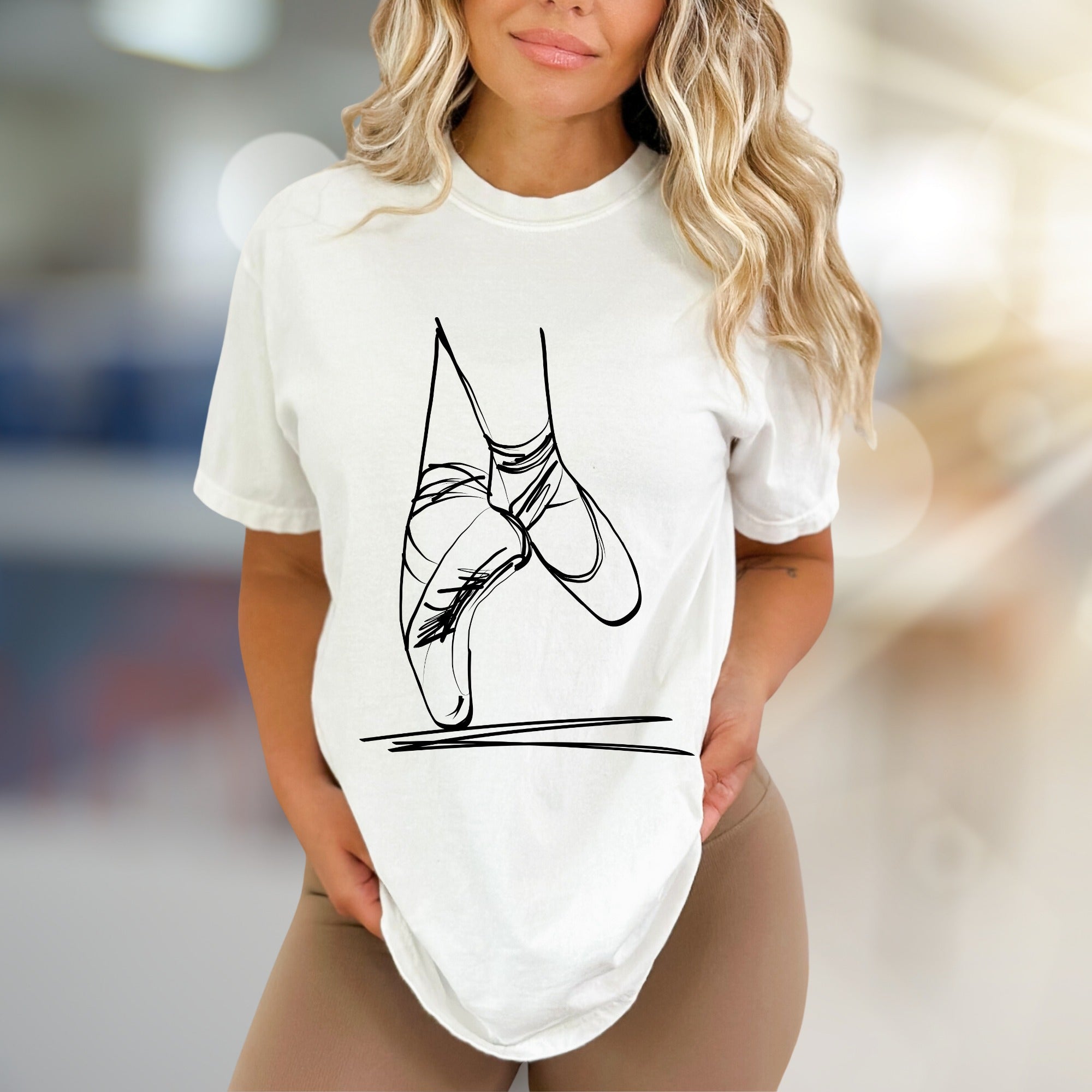 Graceful Pointe Shoes Minimalist Graphic Tee, a Ballet Core Pick for Dancers