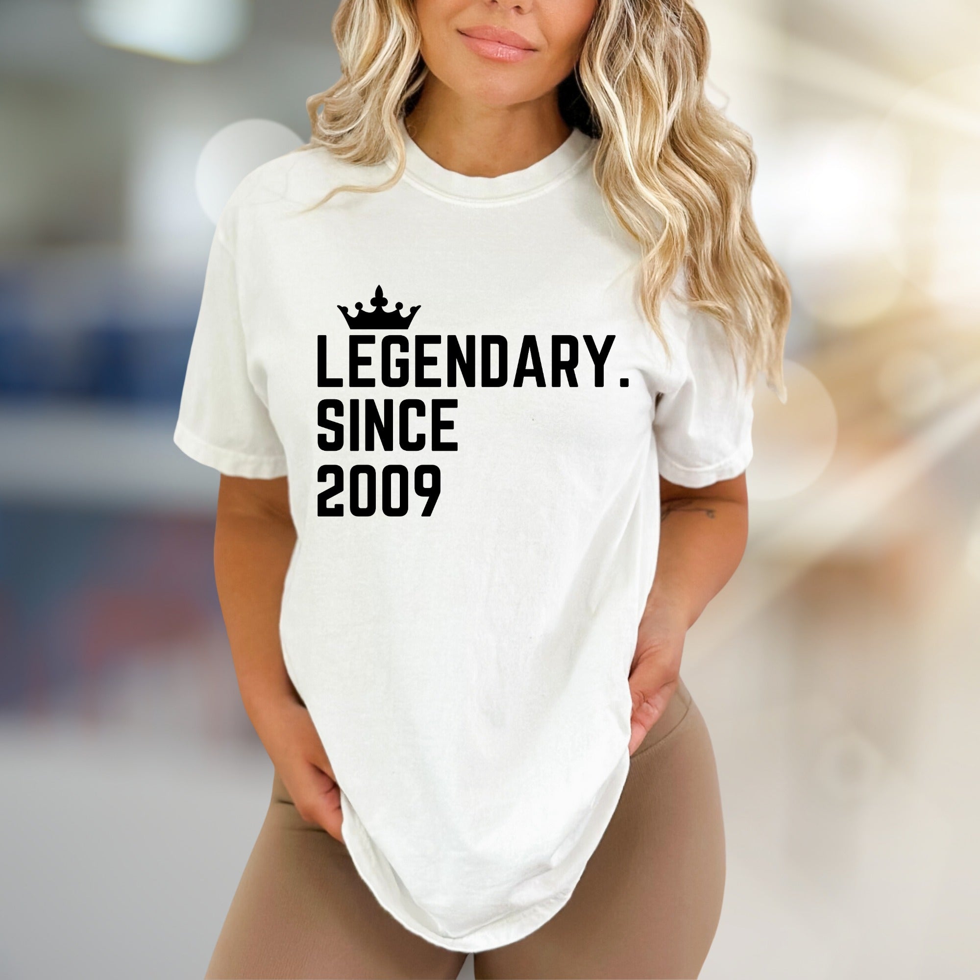 "Legendary Since 2009" Crown Graphic Tee, a Birthday Vibe Pick for Everyone