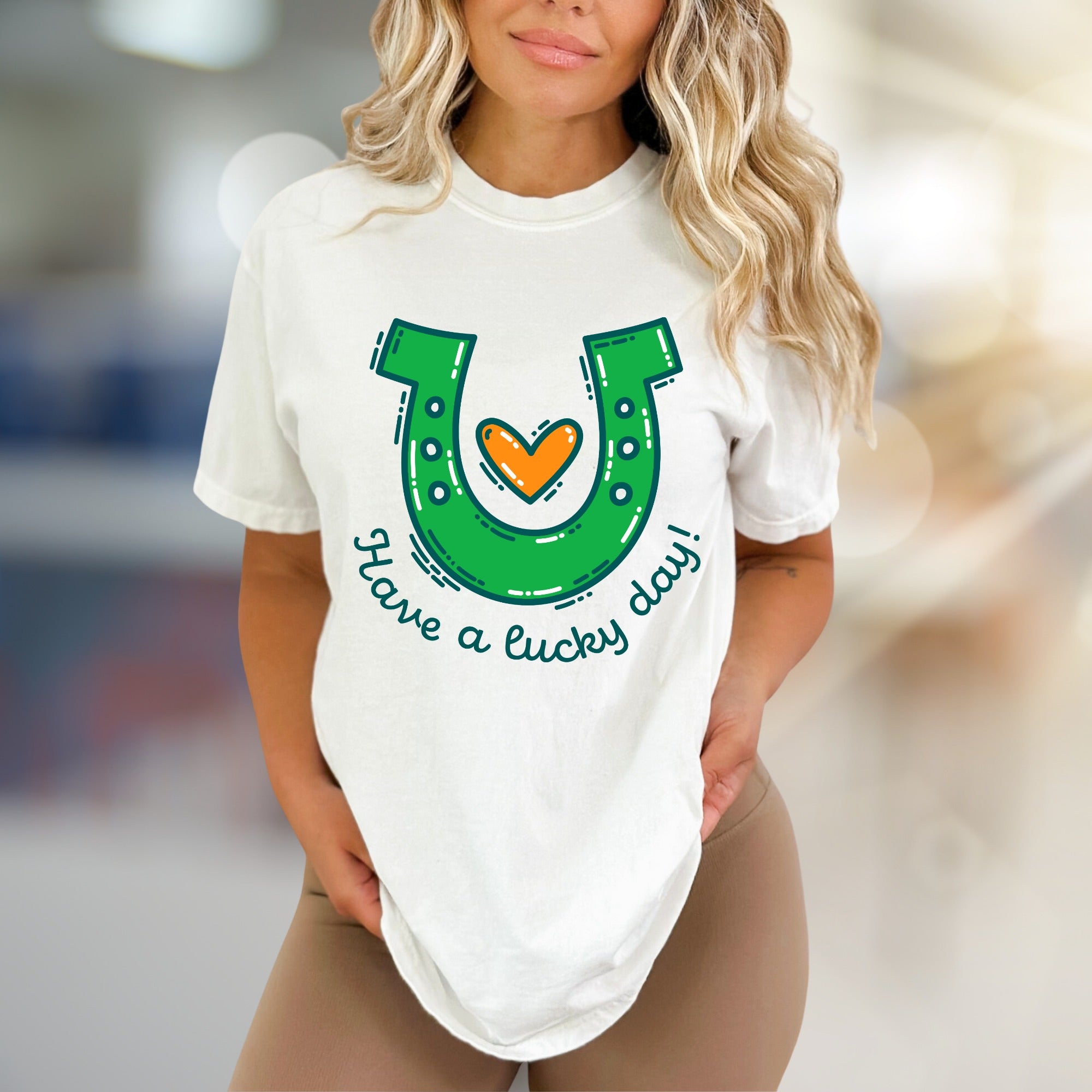 "Have a Lucky Day!" Horseshoe Graphic Tee, a St. Patrick's Day Pick for Everyone