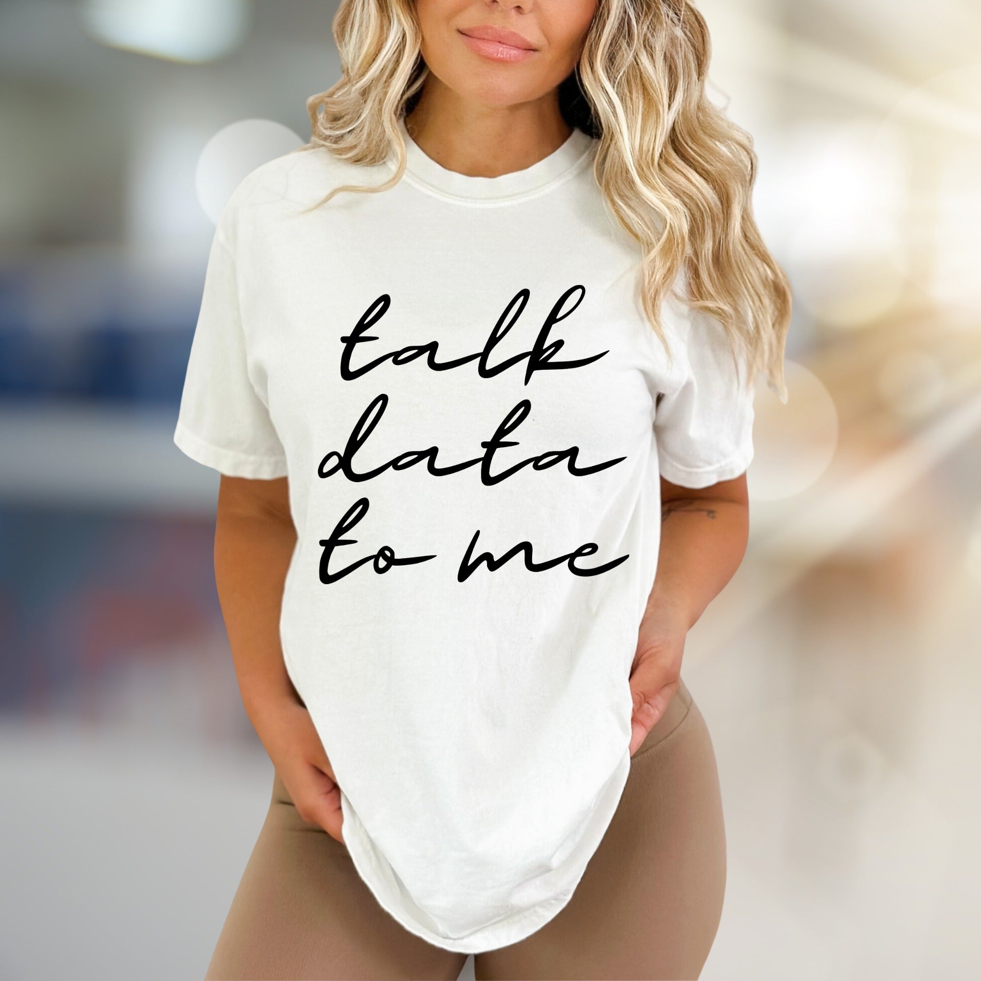 "Talk Data To Me" Tech Lover Graphic Tee, a Smart Casual Pick for Data Enthusiasts