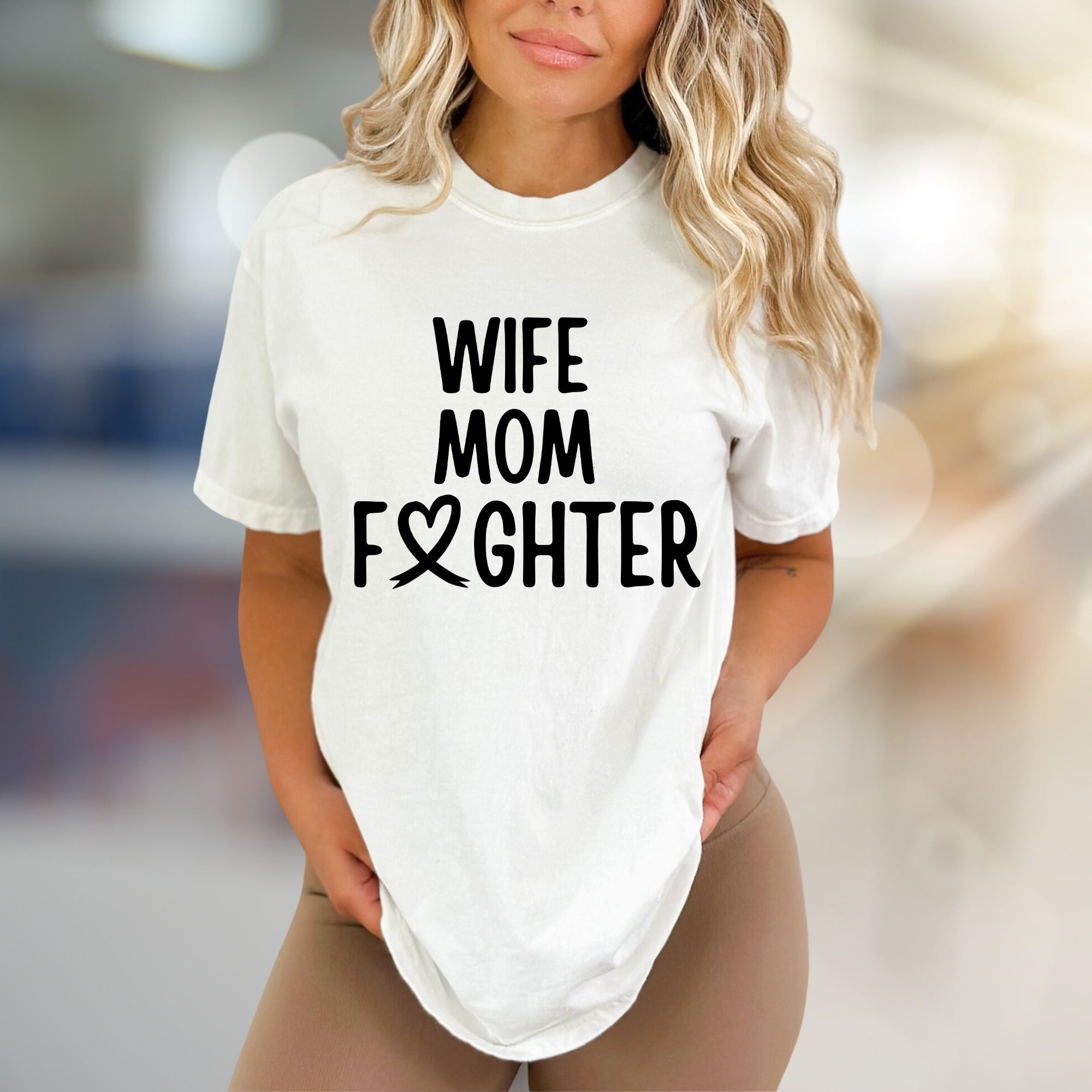 "WIFE MOM FIGHTER" Empowerment Graphic Tee, a Strength-Inspired Pick for Warriors