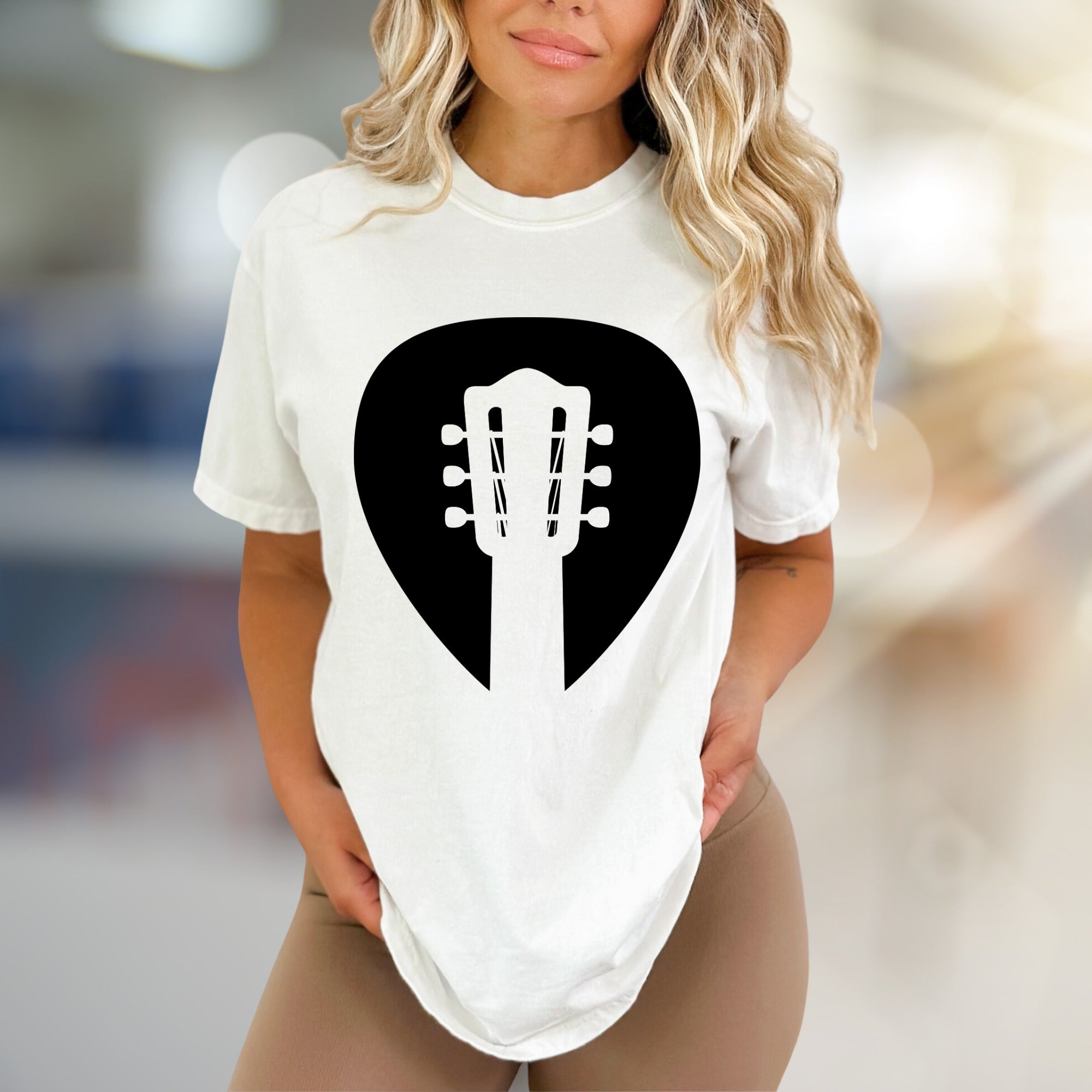 Guitar Headstock Pick Music Graphic Tee, a Musician's Essential for Casual Wear