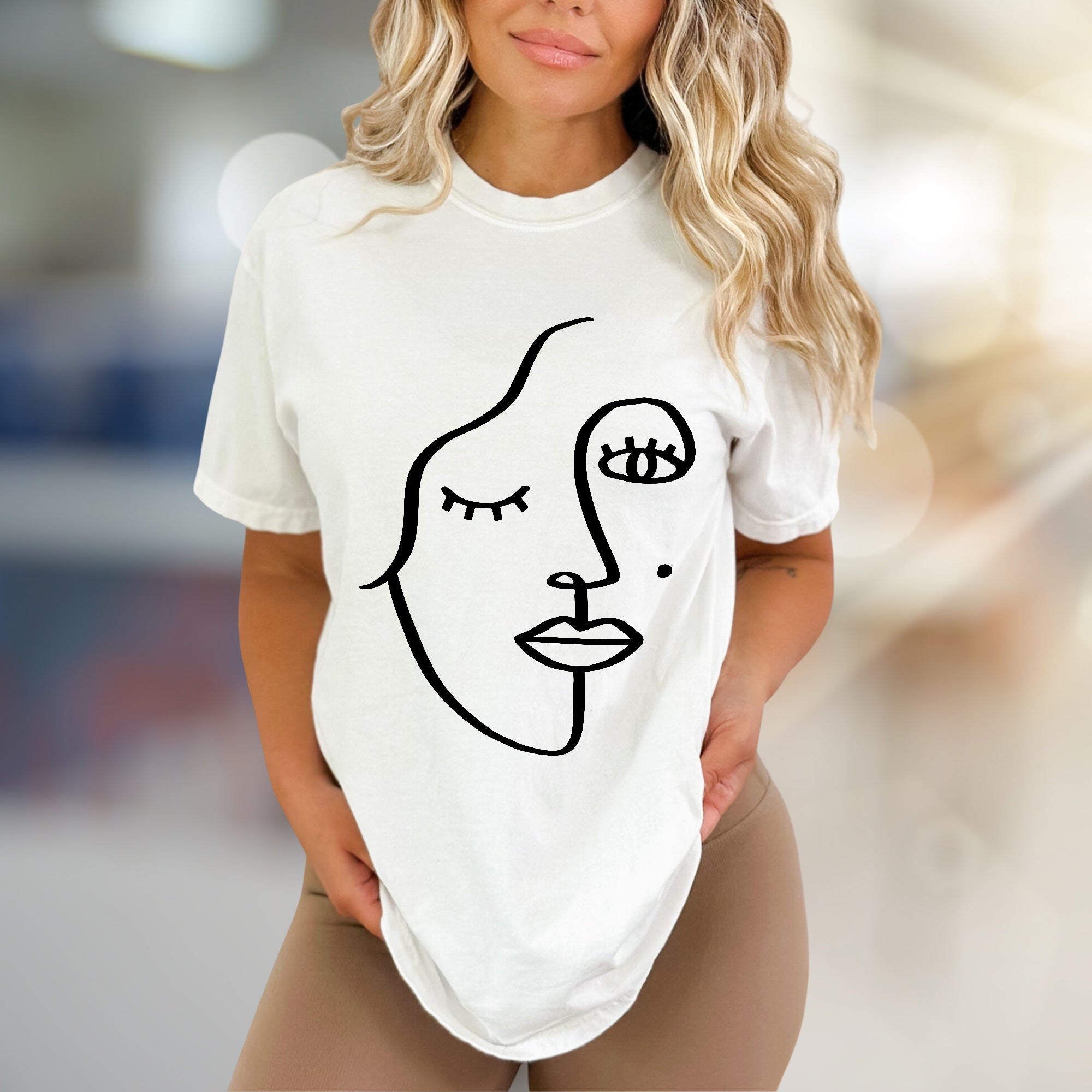 Abstract Face Line Art Graphic Tee, A Minimalist Art Lover's Pick for Everyday Style