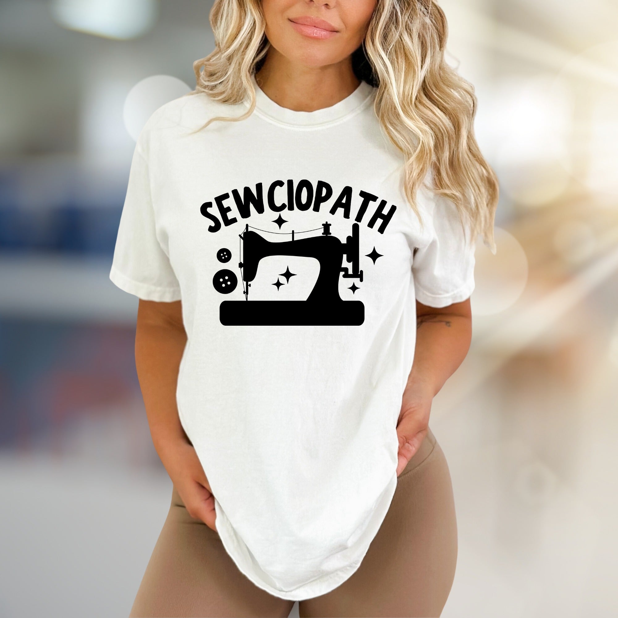 "SEWCIOPATH" Sewing Machine Graphic Tee, an Artisan Pick for Craft Enthusiasts
