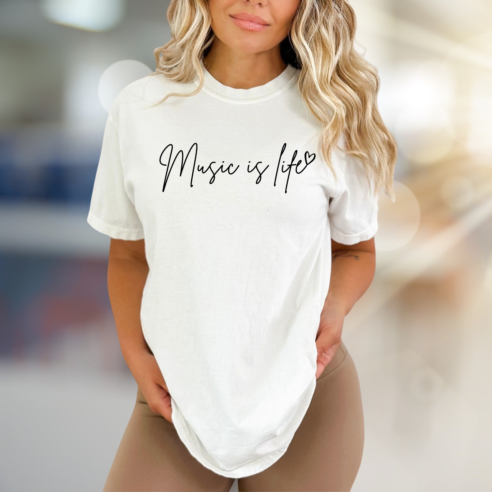 "Music is Life" Script Graphic Tee, a Melodic Statement for Music Lovers