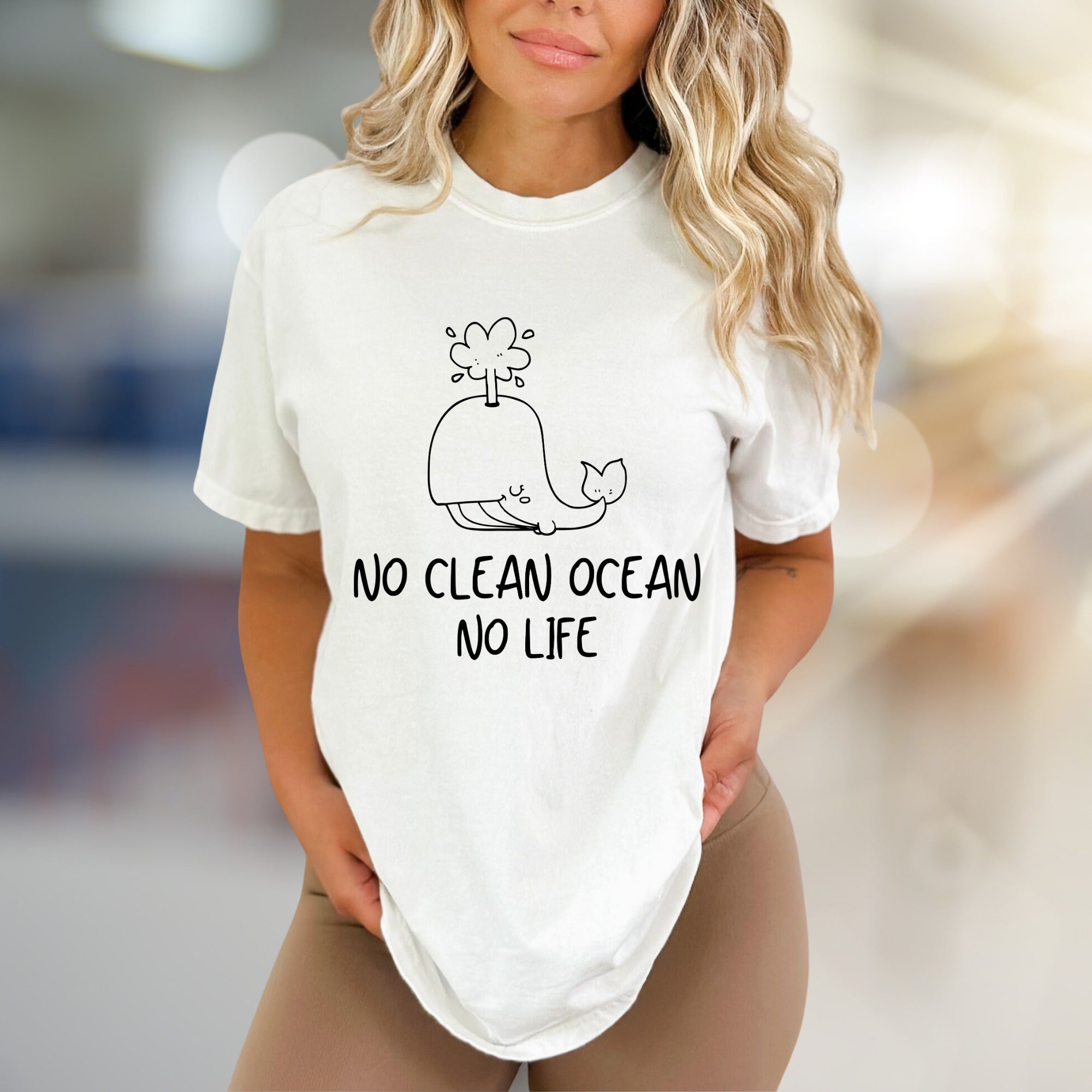 "NO CLEAN OCEAN NO LIFE" Whale Graphic Tee, an Eco-Conscious Statement for Advocates