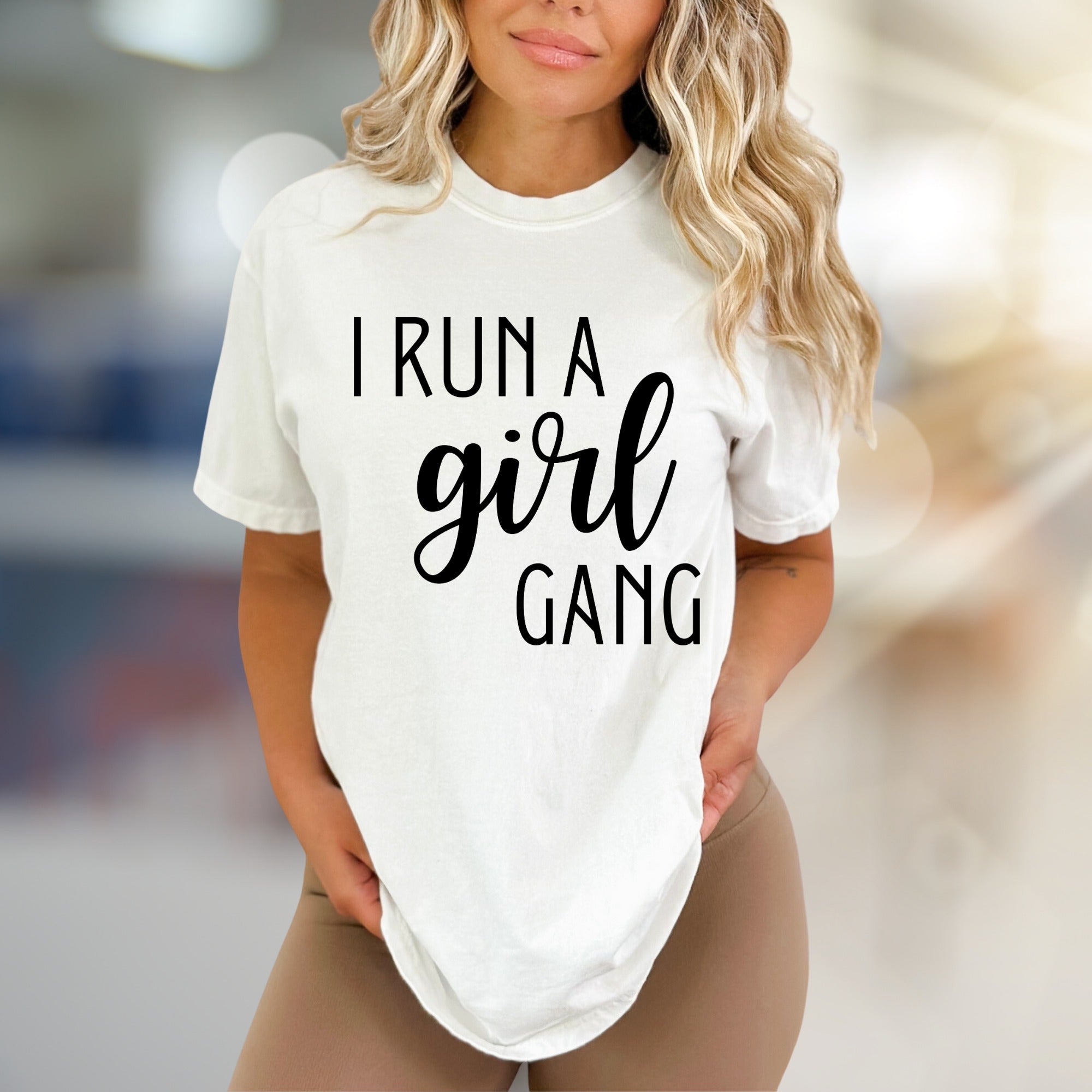 "I Run a Girl Gang" Bold Script Graphic Tee, a Statement Pick for Her