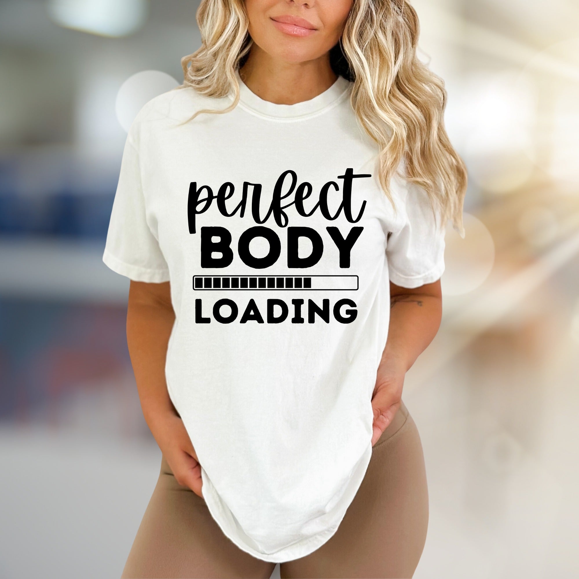 "Perfect Body Loading" Fitness Graphic Tee, a Motivational Pick for Enthusiasts