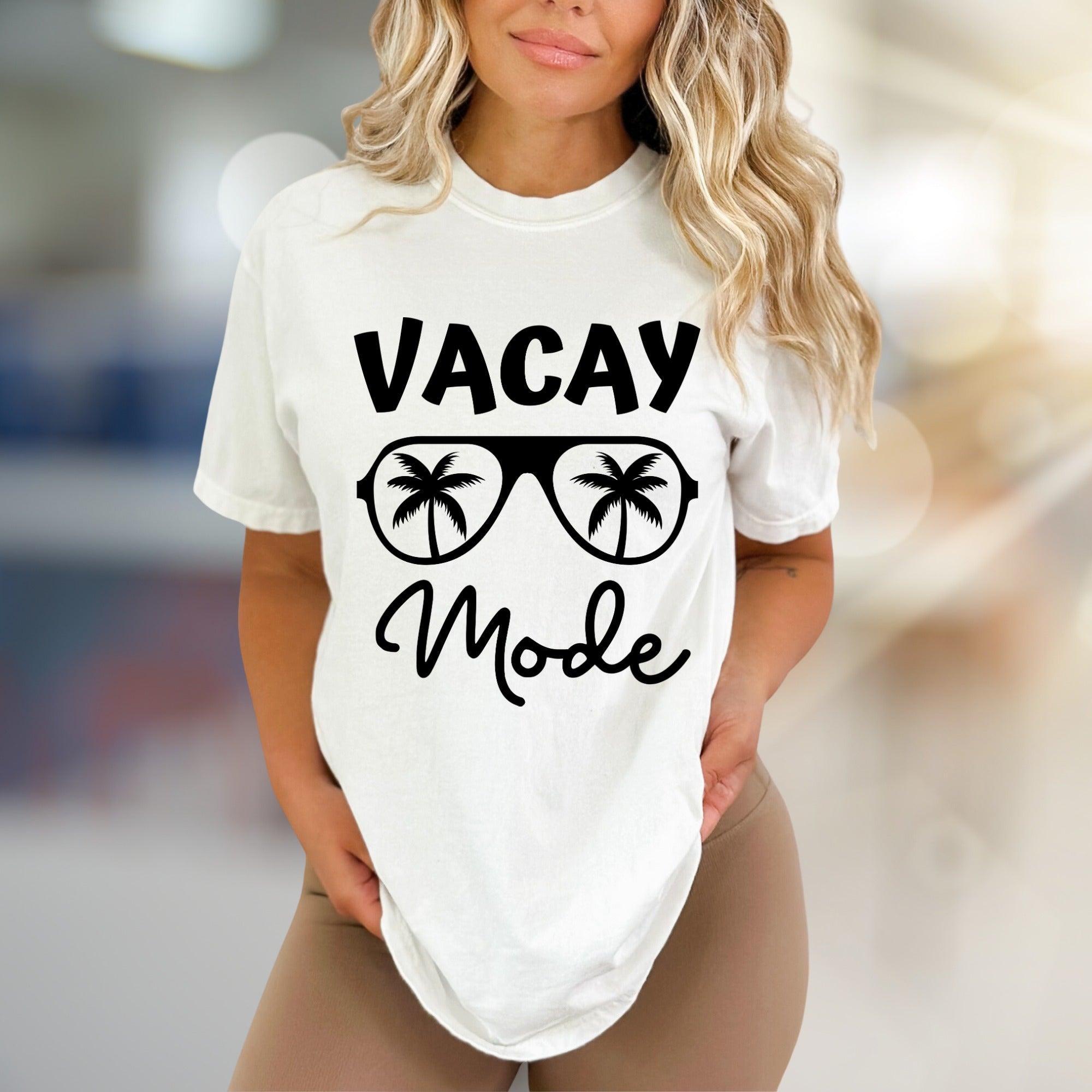 "Vacay Mode" Tropical Sunglasses Graphic Tee, a Relaxed Beach Pick for Travelers