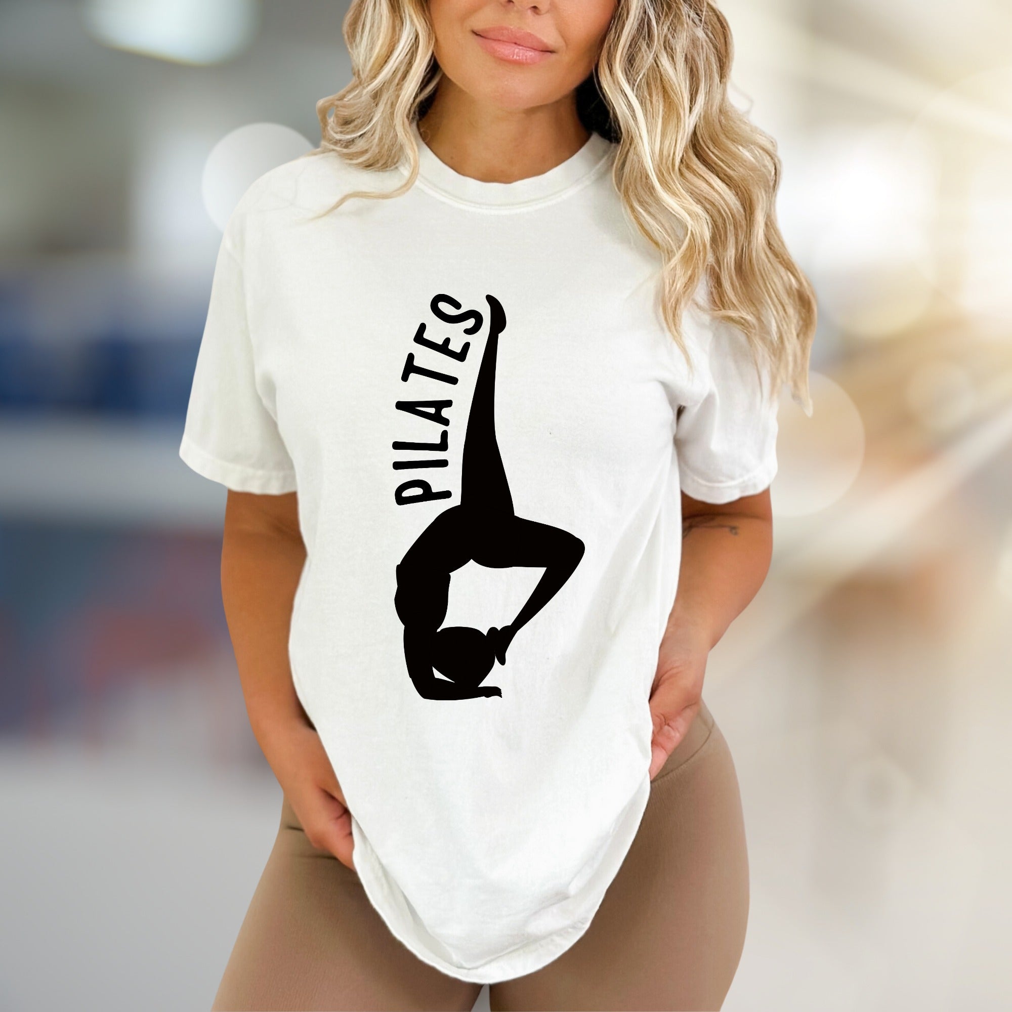 "Pilates" Acrobat Pose Graphic Tee, a Wellness Pick for Fitness Enthusiasts