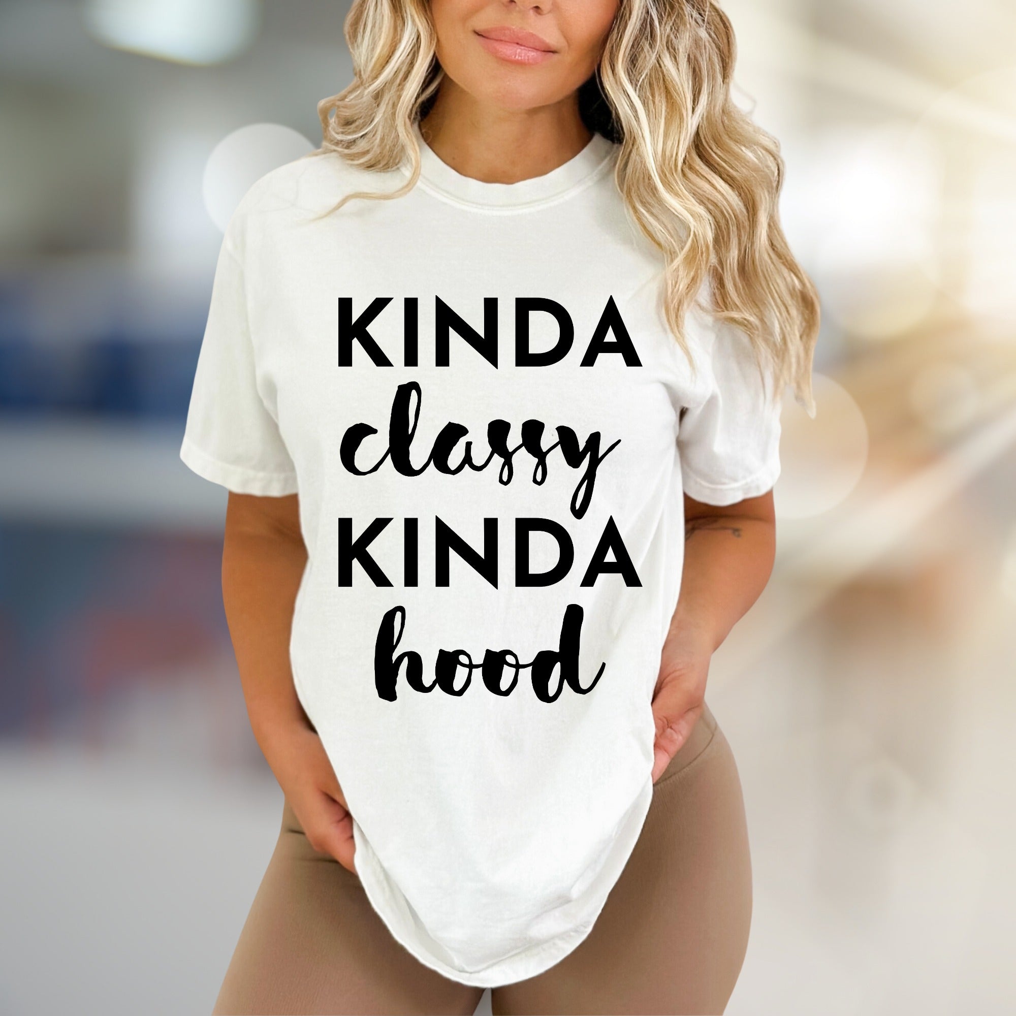"KINDA Classy KINDA Hood" Vibe Graphic Tee, a Bold Statement for Modern Style
