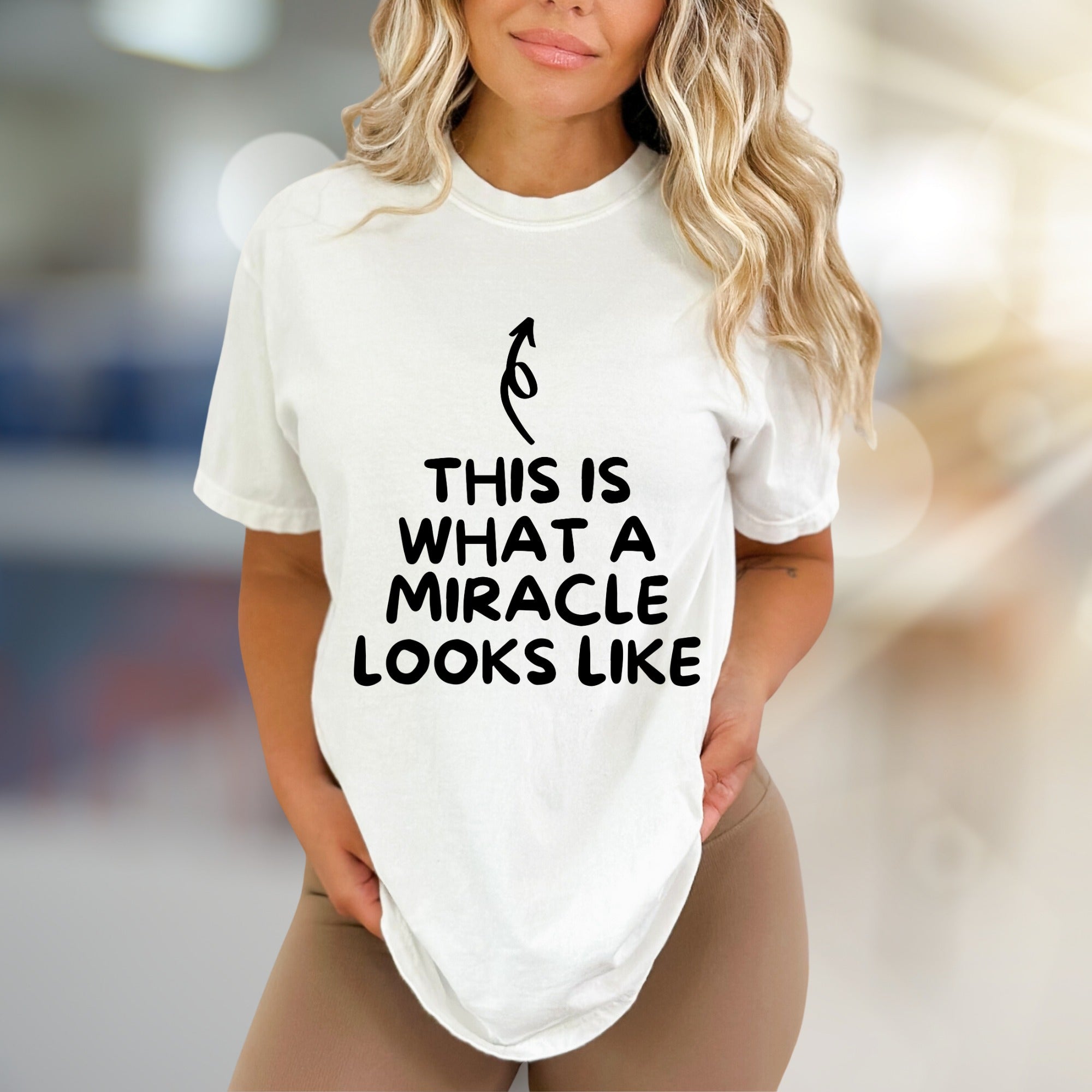 "THIS IS WHAT A MIRACLE LOOKS LIKE" Inspirational Graphic Tee, a Heartfelt Pick for New Parents