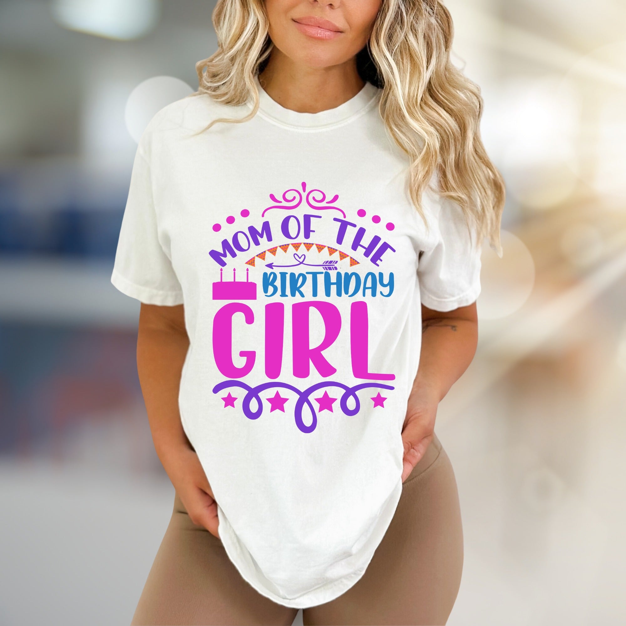 "Mom of The Birthday Girl" Fun Celebration Graphic Tee, a Festive Parent Pick for Her