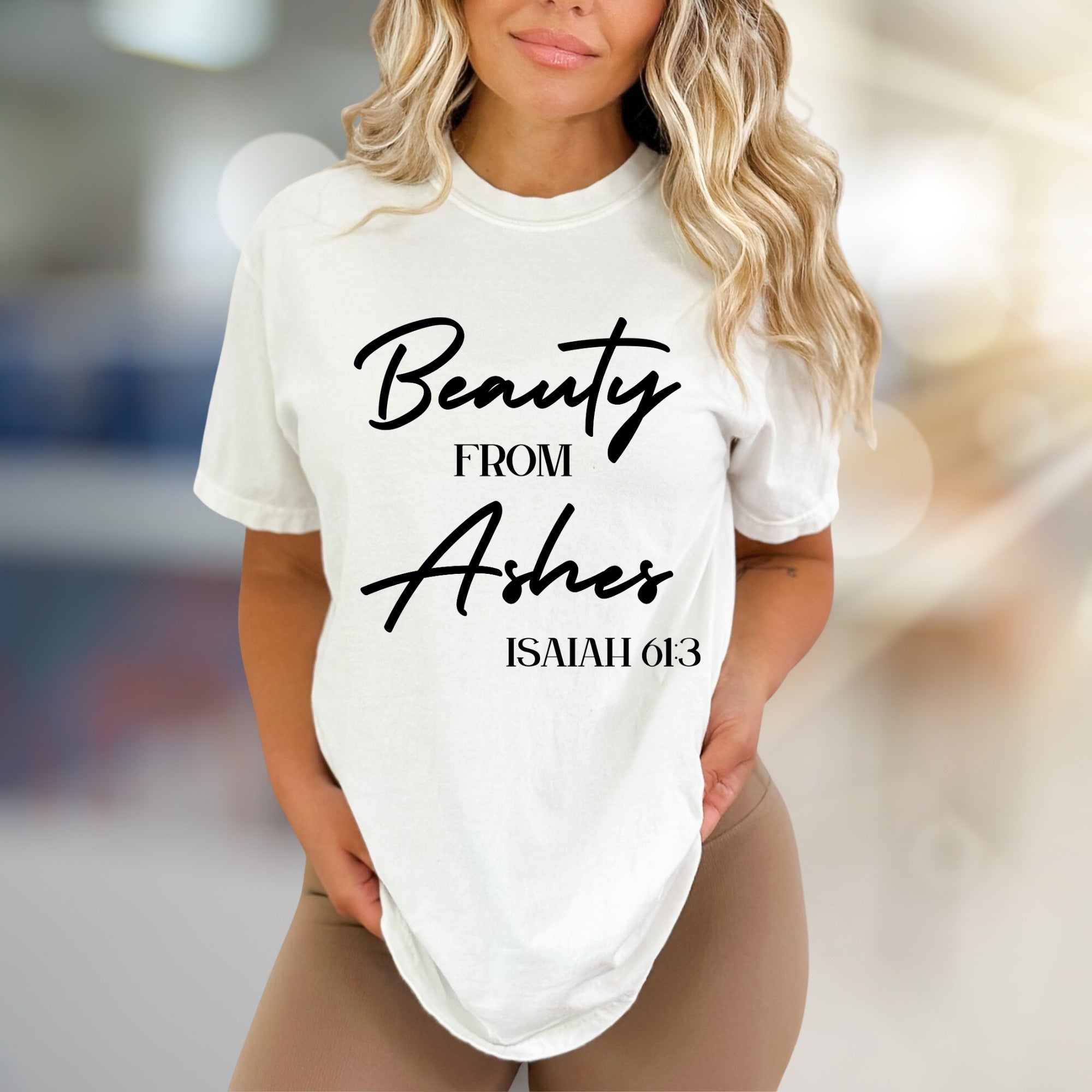 "Beauty From Ashes Isaiah 61:3" Faith-Inspired Graphic Tee, a Spiritual Pick for Believers