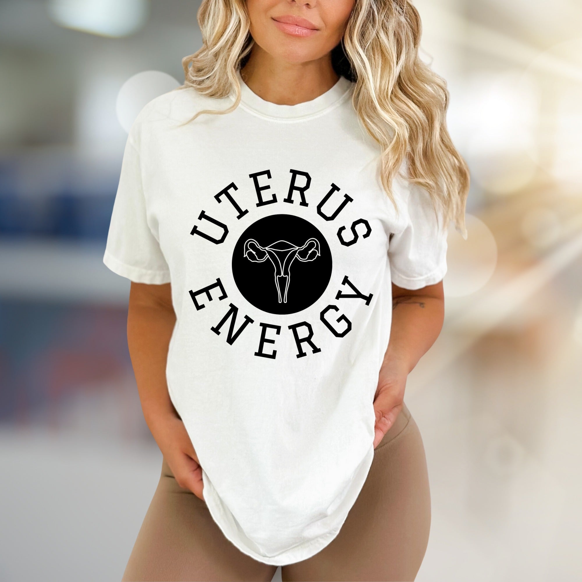 "UTERUS ENERGY" Feminist Statement Graphic Tee, a Bold Pick for Activists