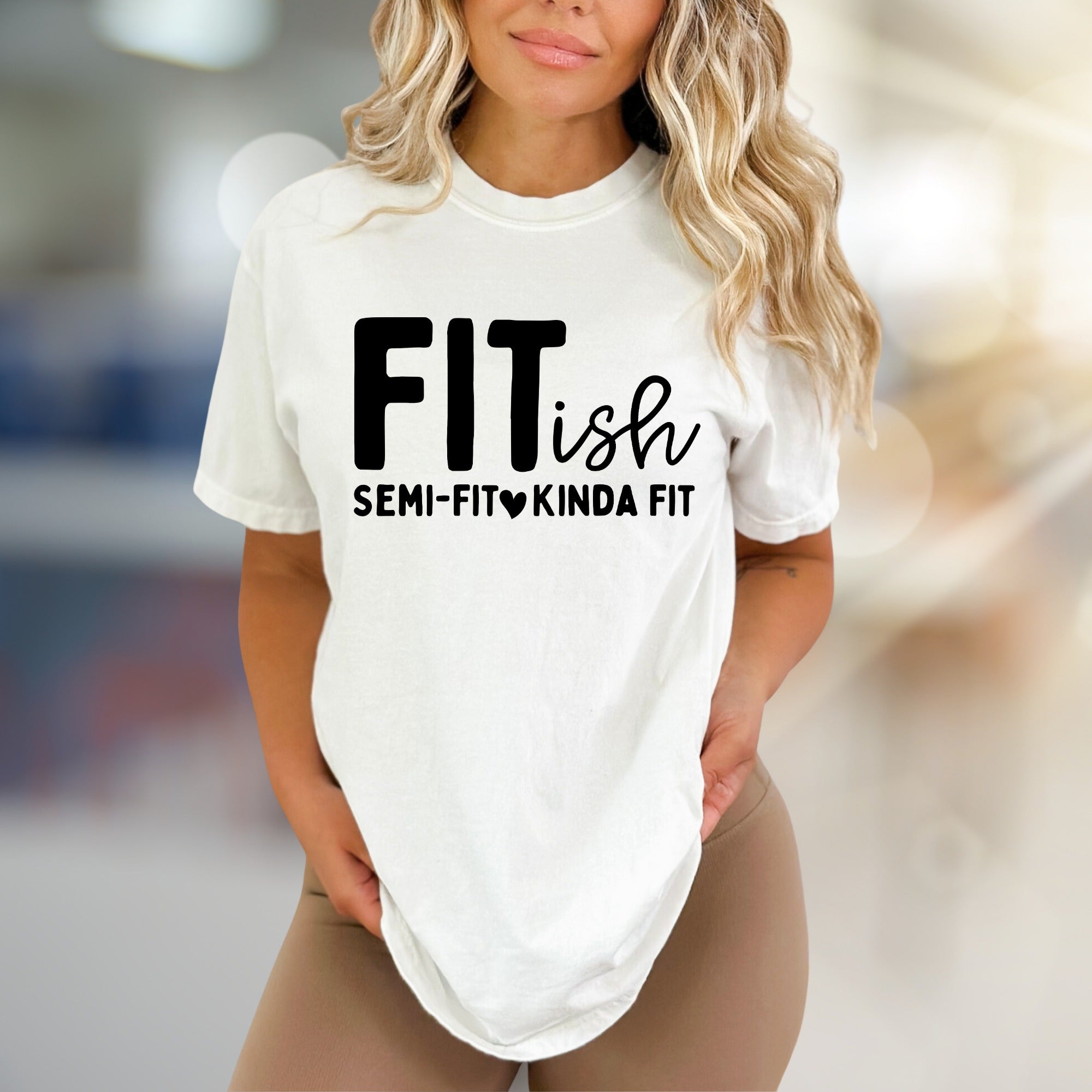 "FITish Semi-Fit Kinda Fit" Funny Humorous Graphic Tee, a Gym Life Pick for Casual Wear