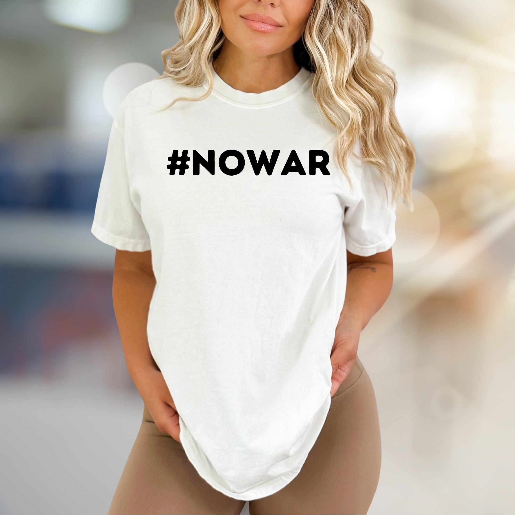 "#NOWAR" Activist Statement Graphic Tee, a Bold Pick for Advocates