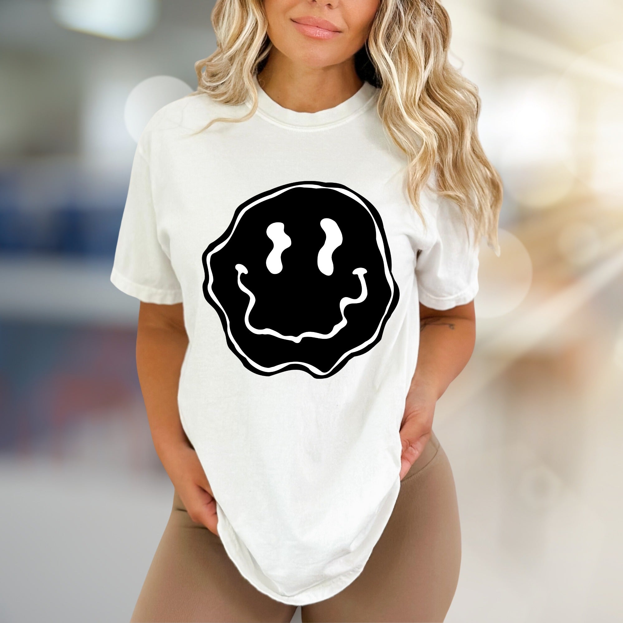 Melty Blob Smiley Face Graphic Tee, a Groovy Abstract Pick for Expressive Souls