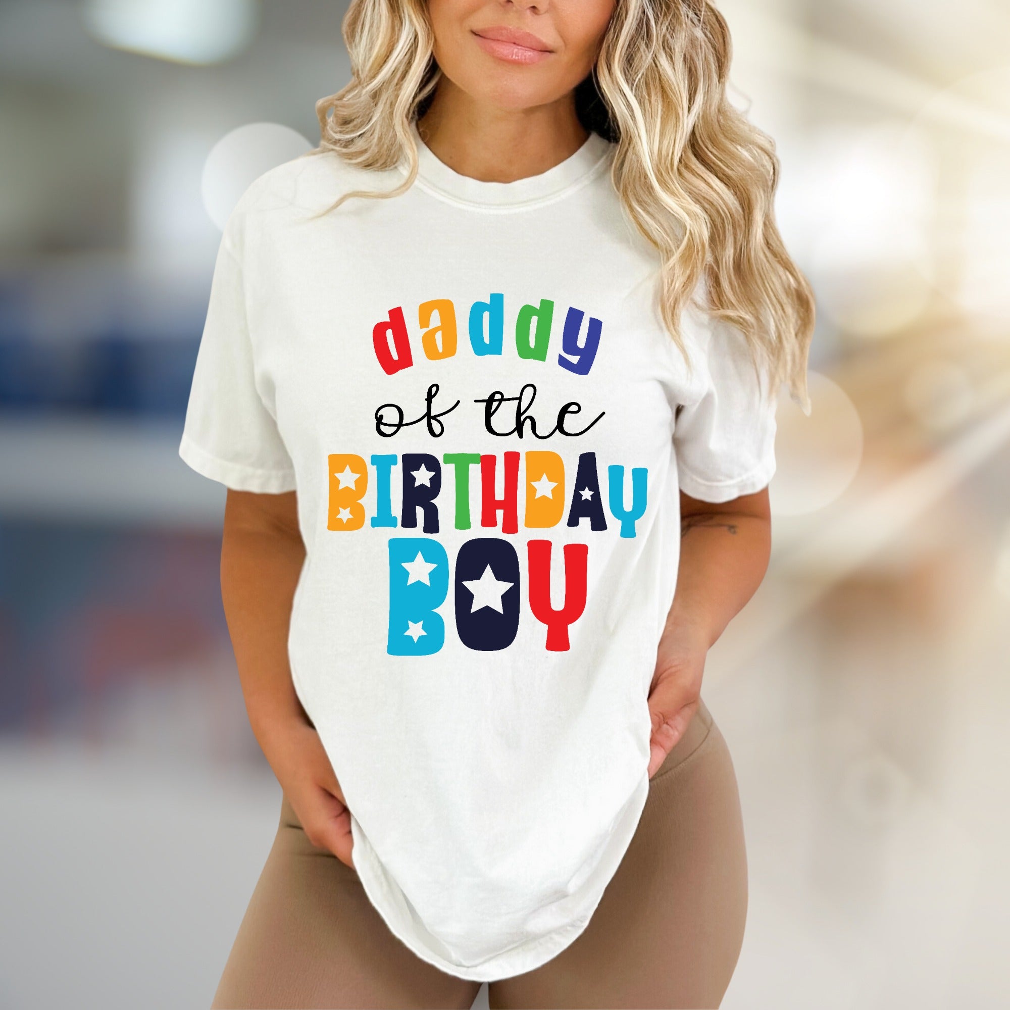 "Daddy of the Birthday Boy" Colorful Graphic Tee, a Celebration Pick for Dads