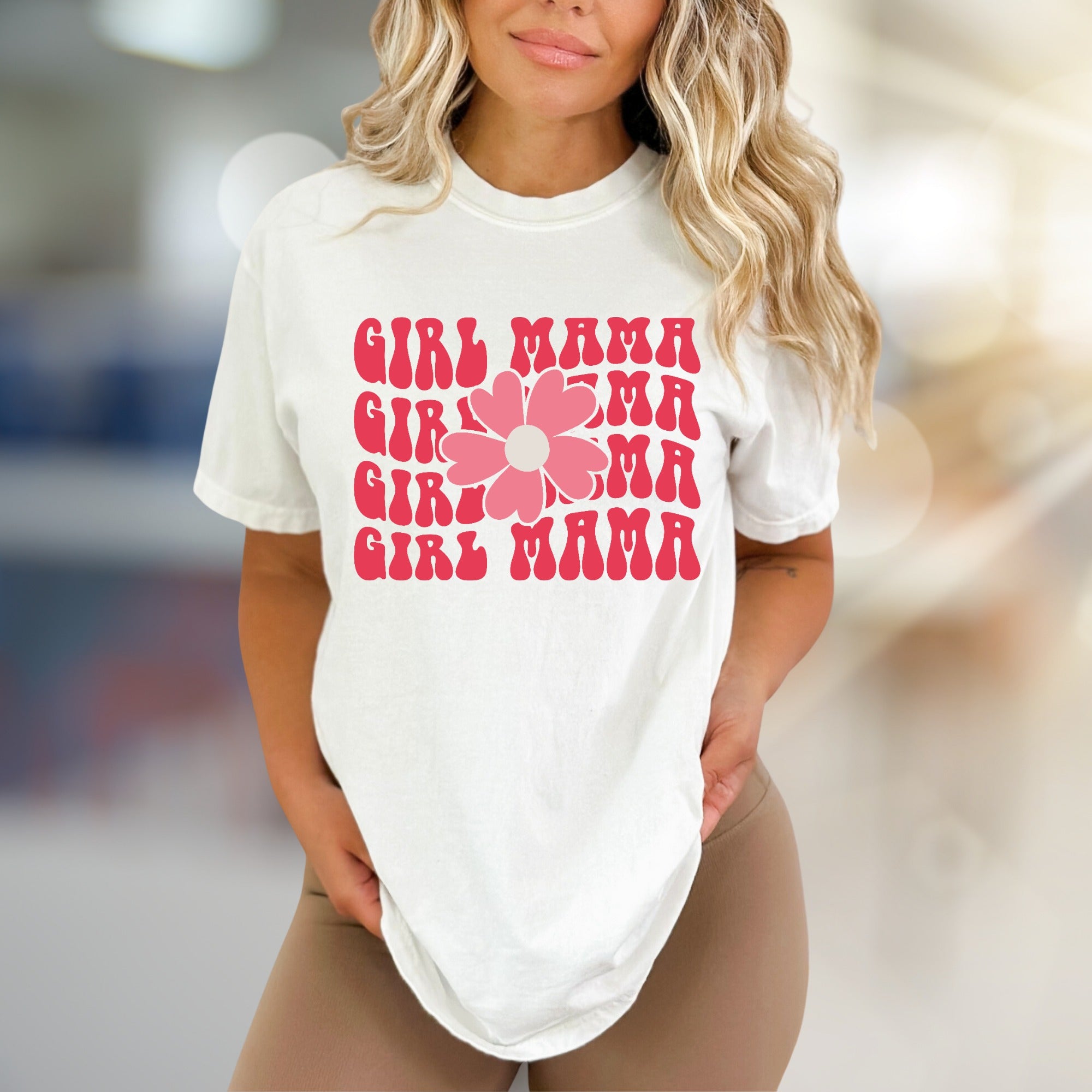 "Girl Mama" Retro Bloom Graphic Tee, a Bohemian Pick for Mothers