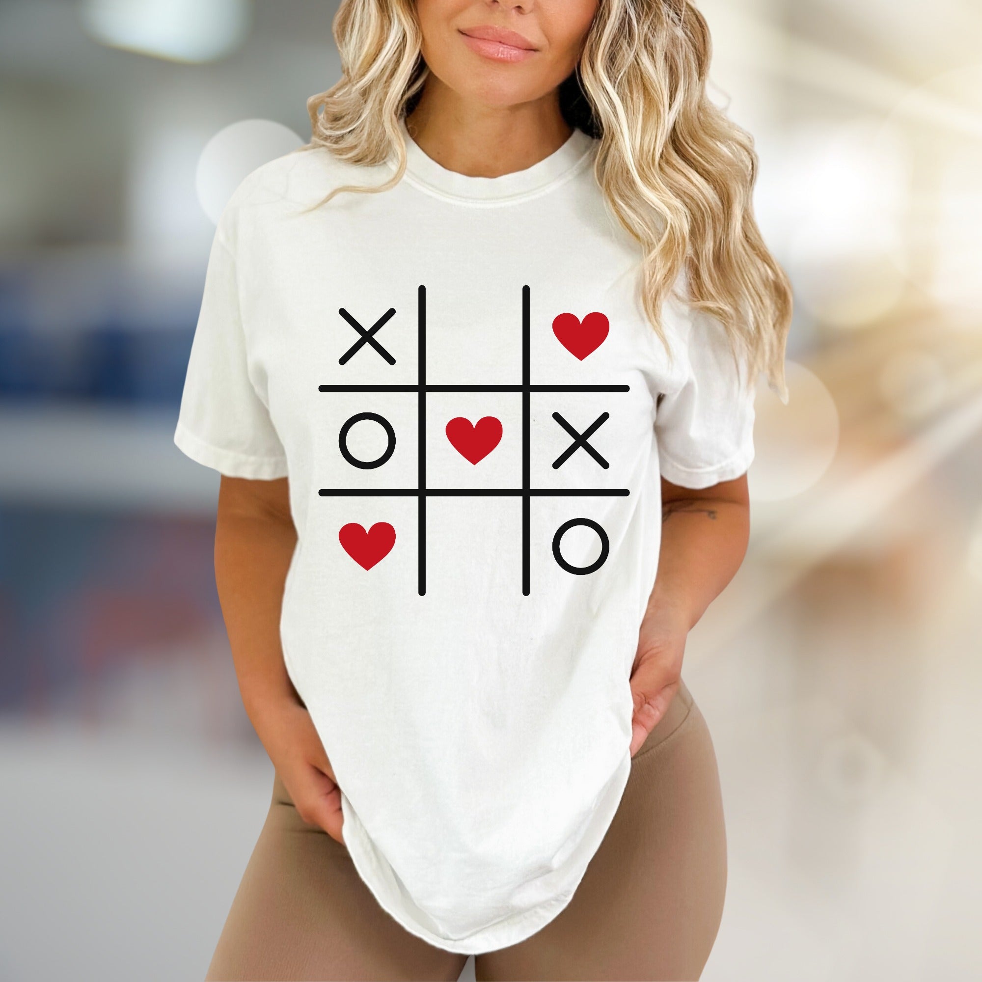 Tic Tac Toe Hearts Game Graphic Tee, A Playful Pick for Romantics