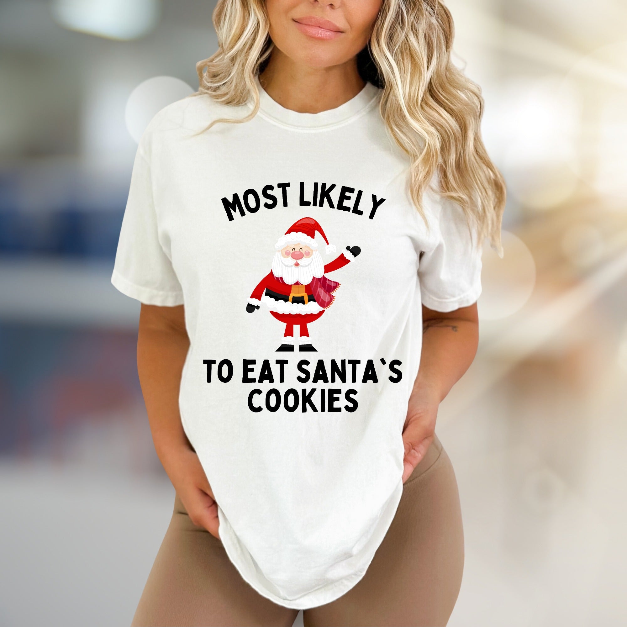 "Most Likely To Eat Santa's Cookies" Holiday Graphic Tee, A Festive Christmas Pick for Cookie Lovers