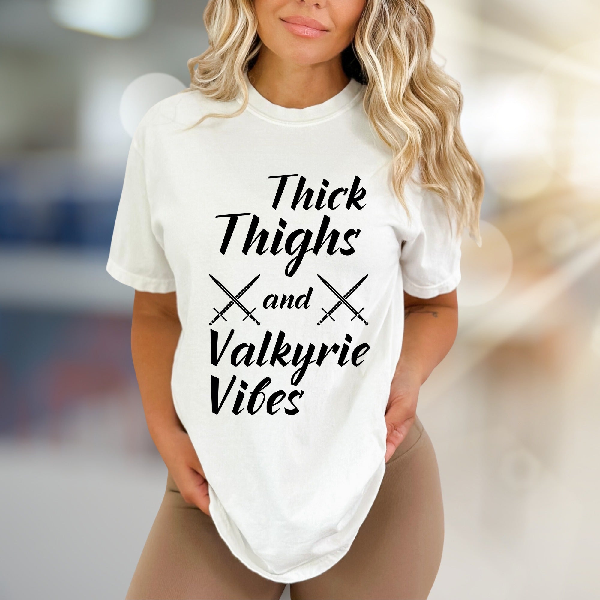 "Thick Thighs and Valkyrie Vibes" Norse Mythology Tee, a Bold Statement for Strong Individuals